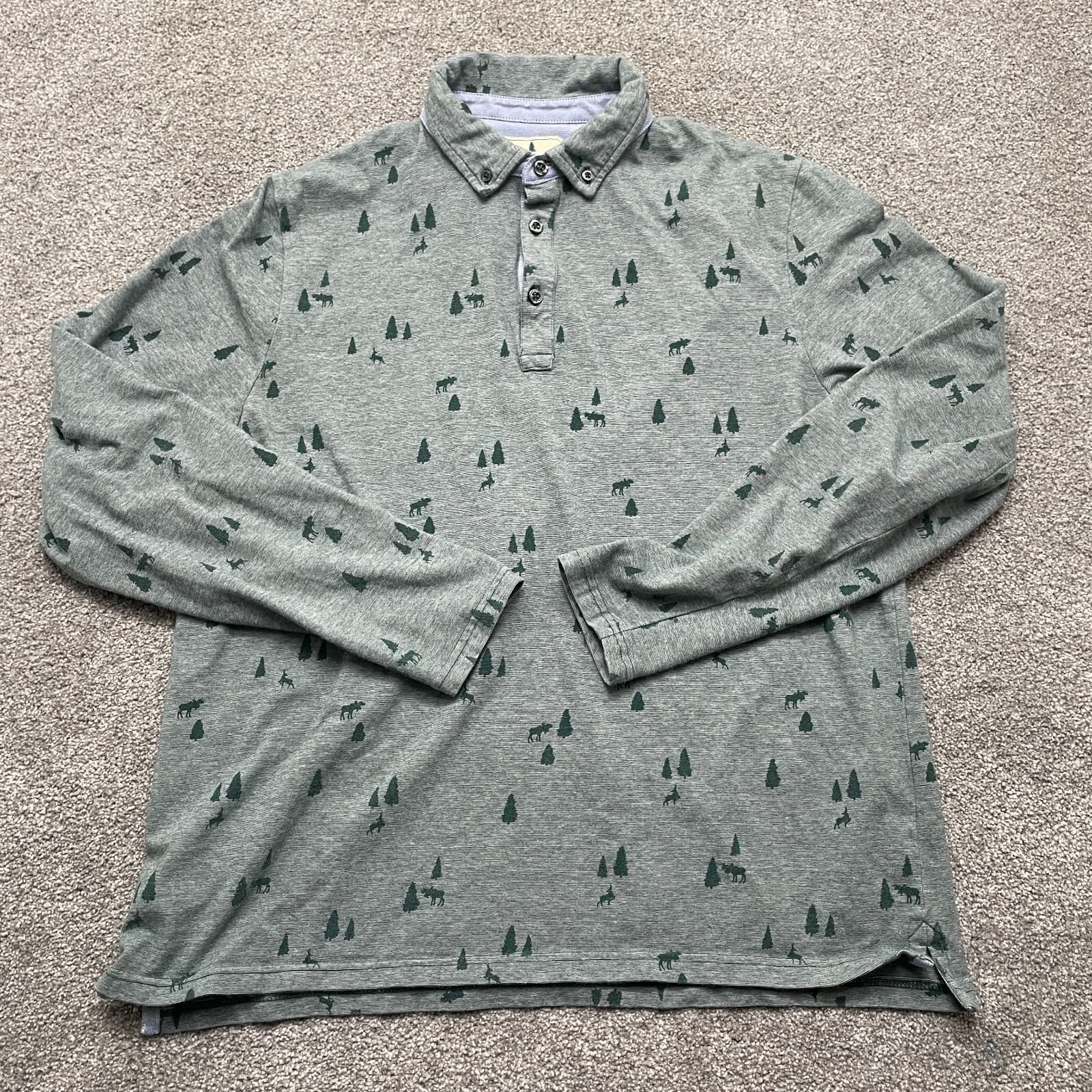 Southern Pines Polo Shirt Adult Medium Green All Over Tree Print Mens
