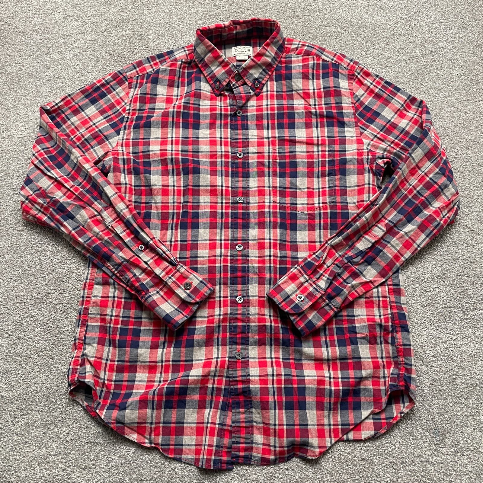 J.CREW Shirt Adult Medium Multicolor Plaid Cotton Long Sleeve Mens
