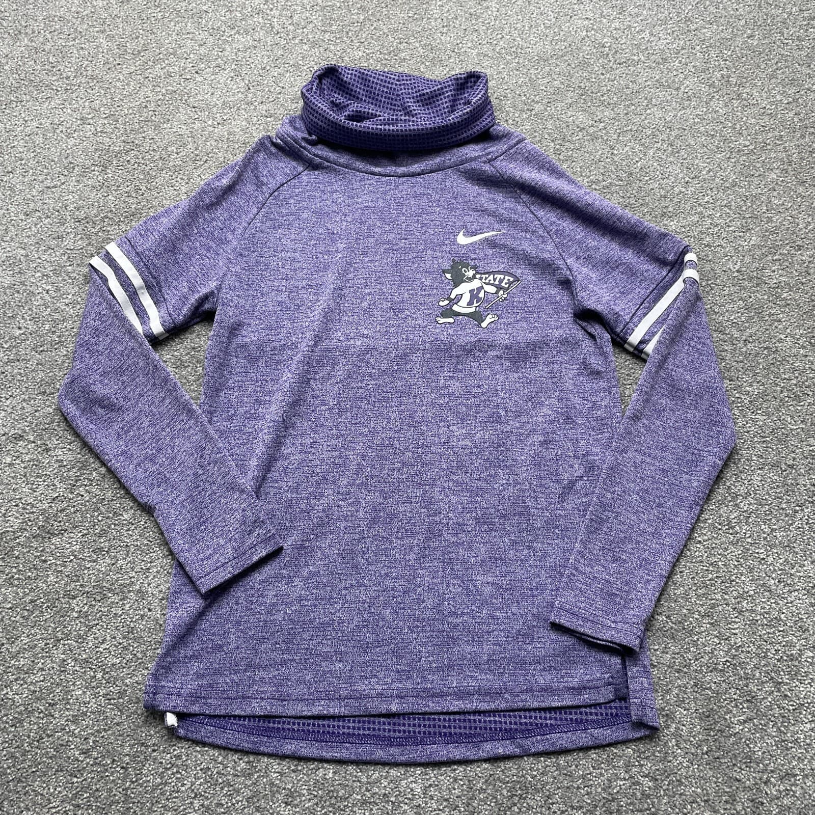 Nike Kansas State Wildcats Pullover Women XS Purple Cowl Neck Fleece 36390X-KS5