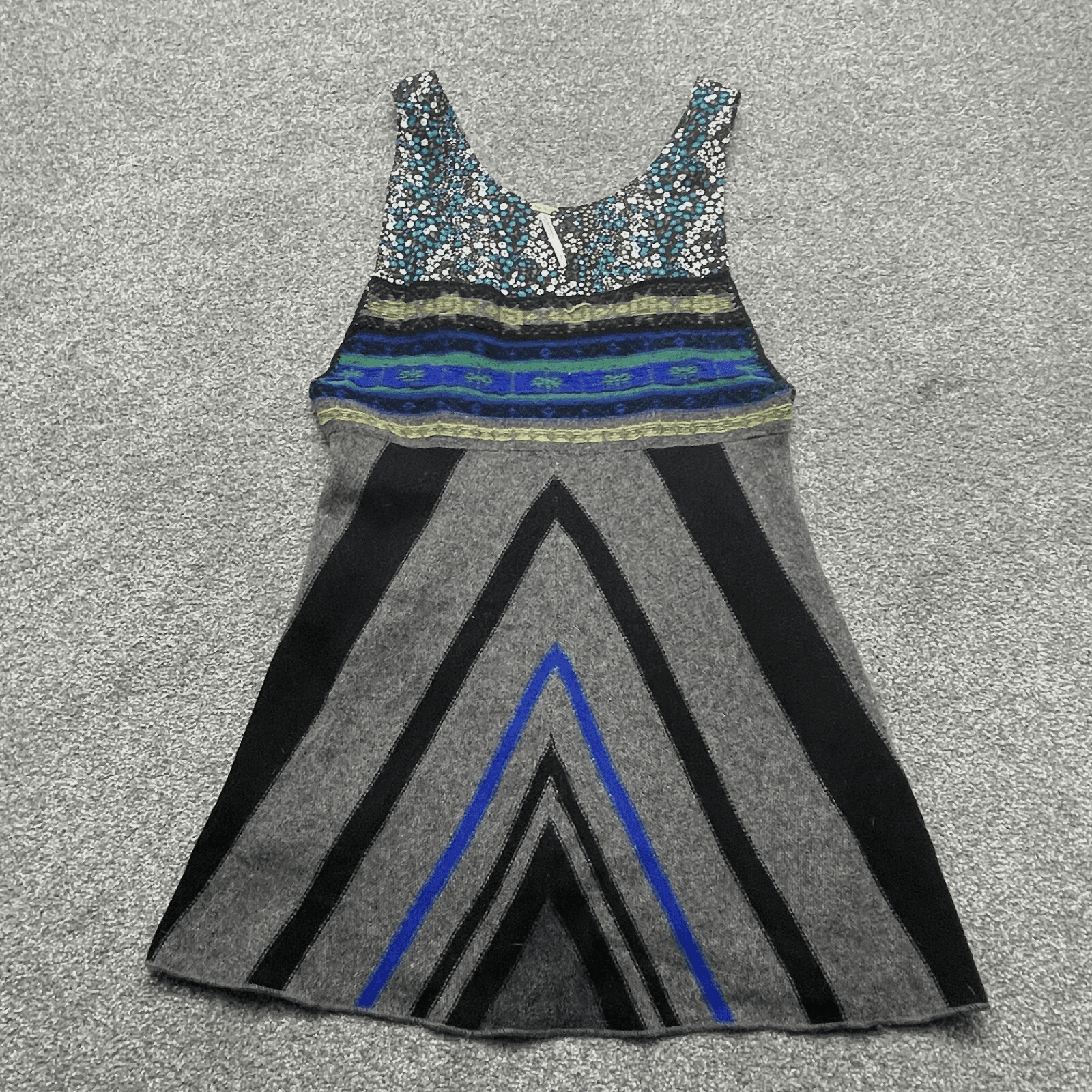 Free People Top Womens Small Multicolor Geometric Wool Blend Mini Babydoll Boho