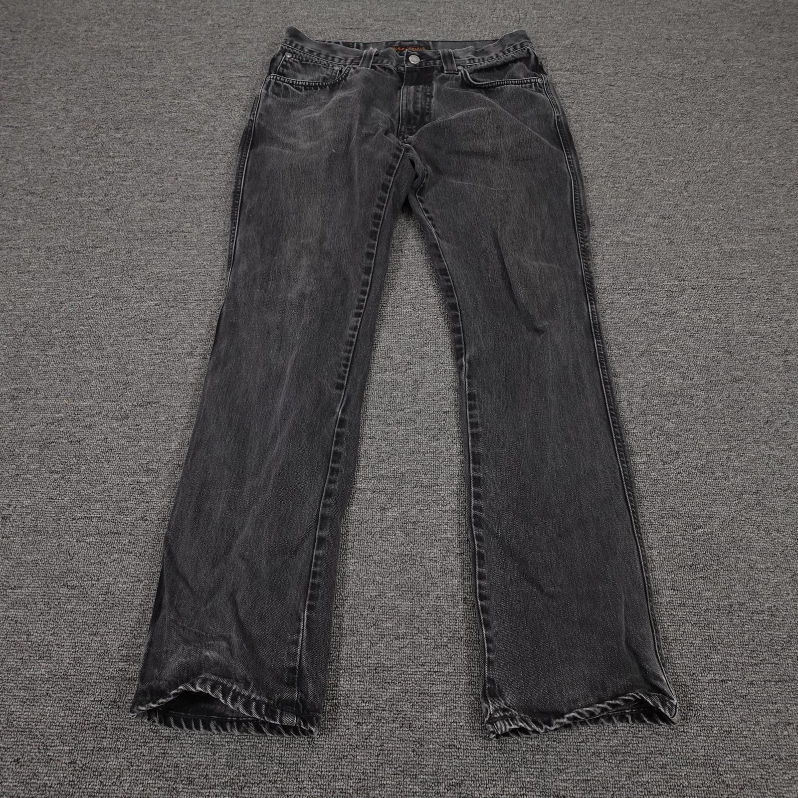 Nudie Jeans Co Jeans Mens 31x30 Gray Charcoal Wash Regular Straight Made Italy