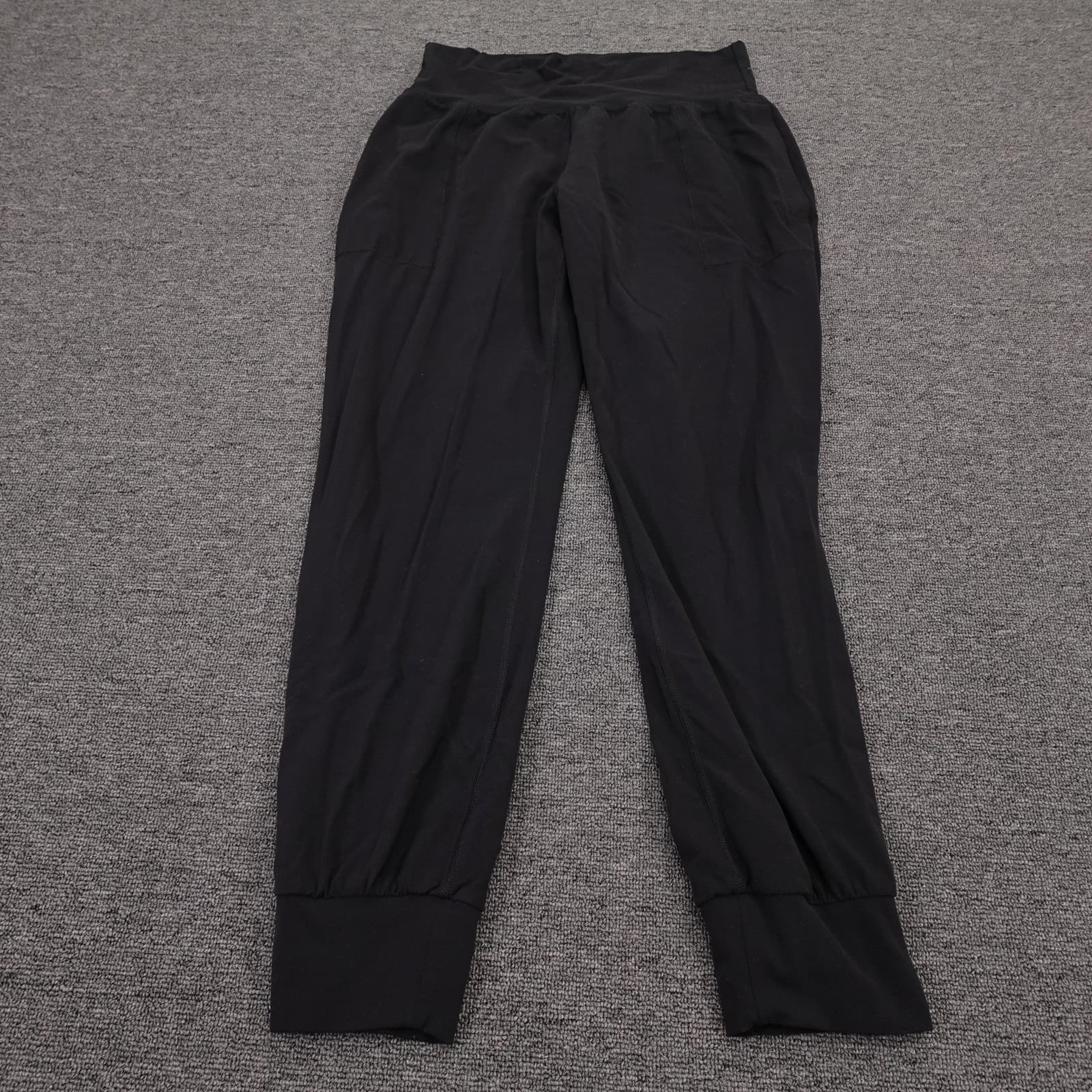 Athleta Jogger Pants Womens M Black Salutation Powervita High Rise Yoga Travel