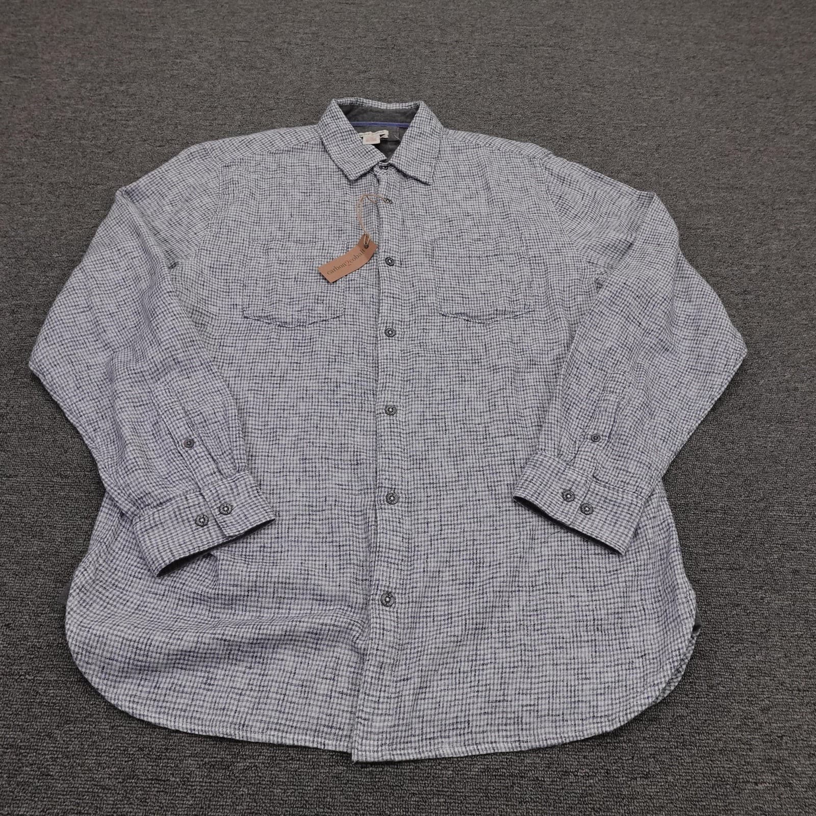 Carbon2cobalt Shirt Mens MT Blue Check Long Sleeve Button Up Casual Big Tall