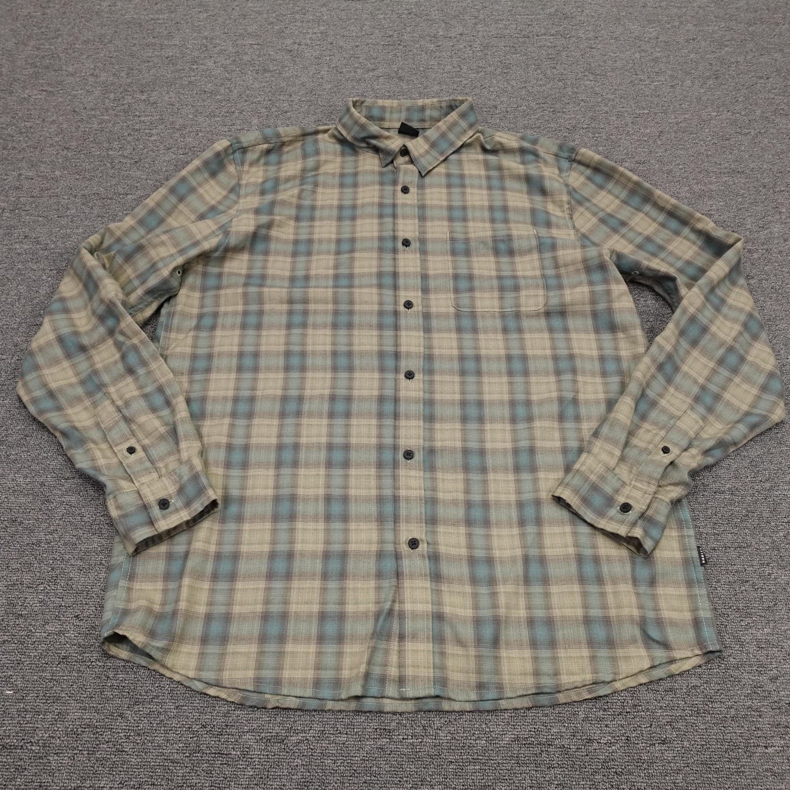 Oakley Shirt Mens XL Beige Plaid Long Sleeve Button Up Casual Woven Fall Top
