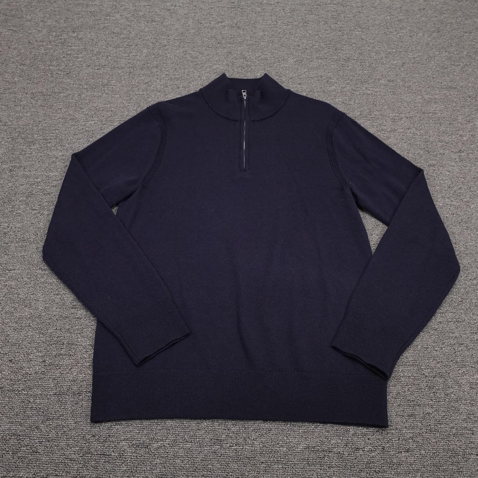 Banana Republic Sweater Mens Small Navy Italian Merino Half Zip Mock Neck Knit