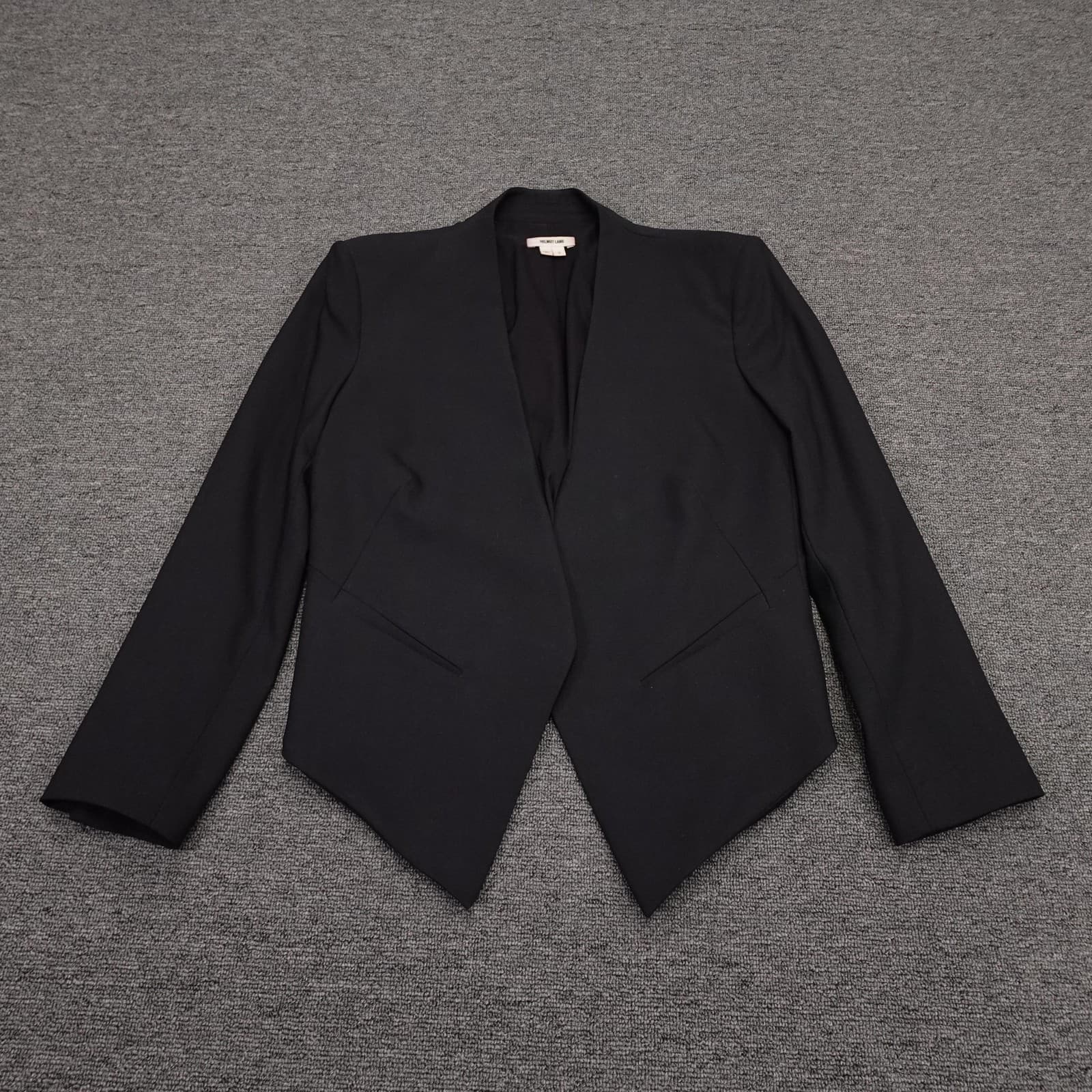 Helmut Lang Blazer Womens 2 Black Tuxedo Open Front Lined Tailored Jacket Formal