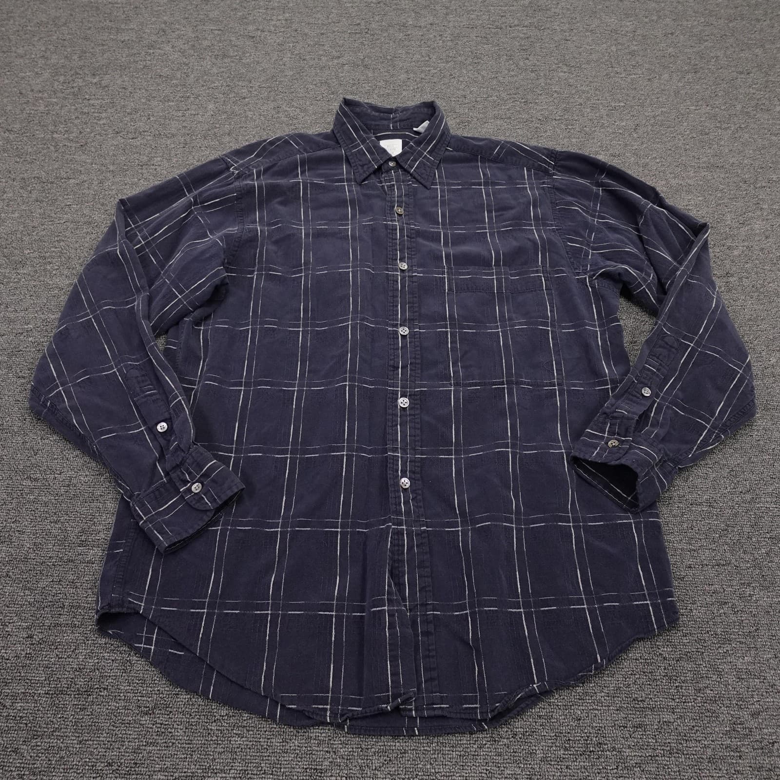 Vintage Bill Robinson Shirt Mens Medium Blue Plaid Long Sleeve Button Up Casual