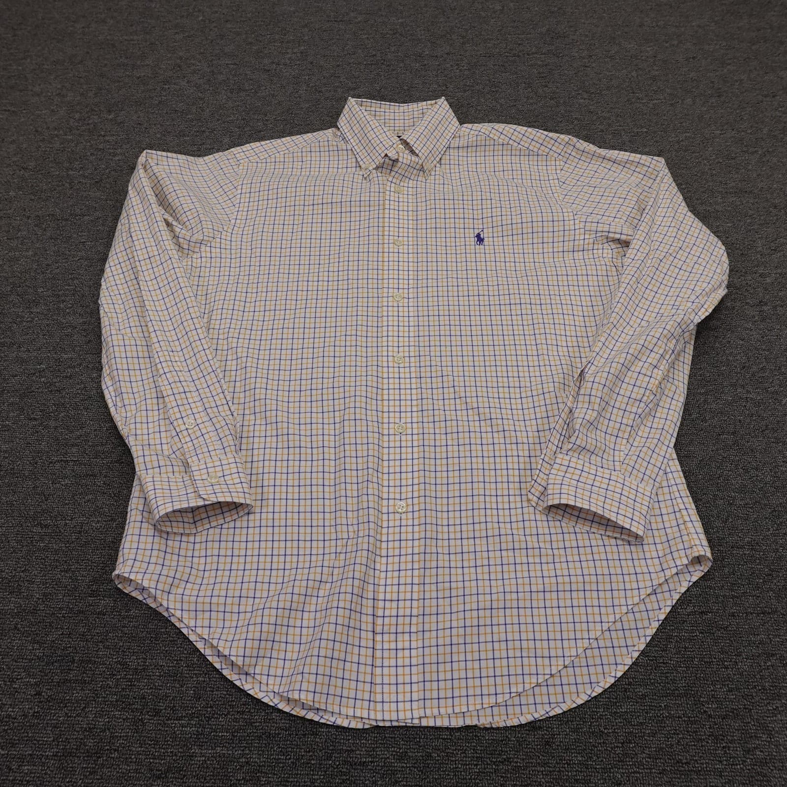 Ralph Lauren Shirt Mens Medium White Check Long Sleeve Button Down Classic Fit