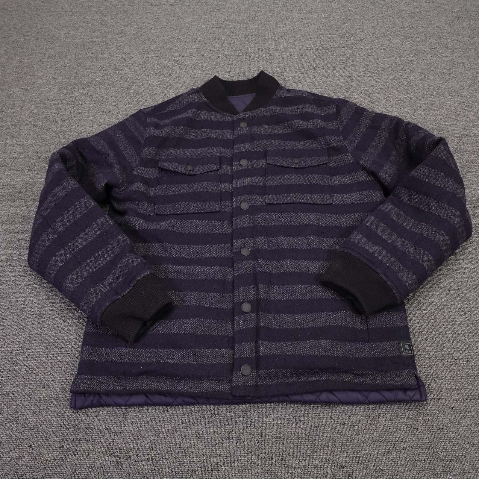 Roark Revivalist Jacket Mens Medium Blue Reversible Quilted Bomber Striped