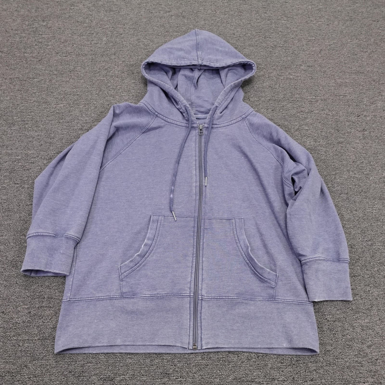 Keren Hart Hoodie Womens Medium Purple Full Zip Kangaroo Pocket Knit Relaxed Fit