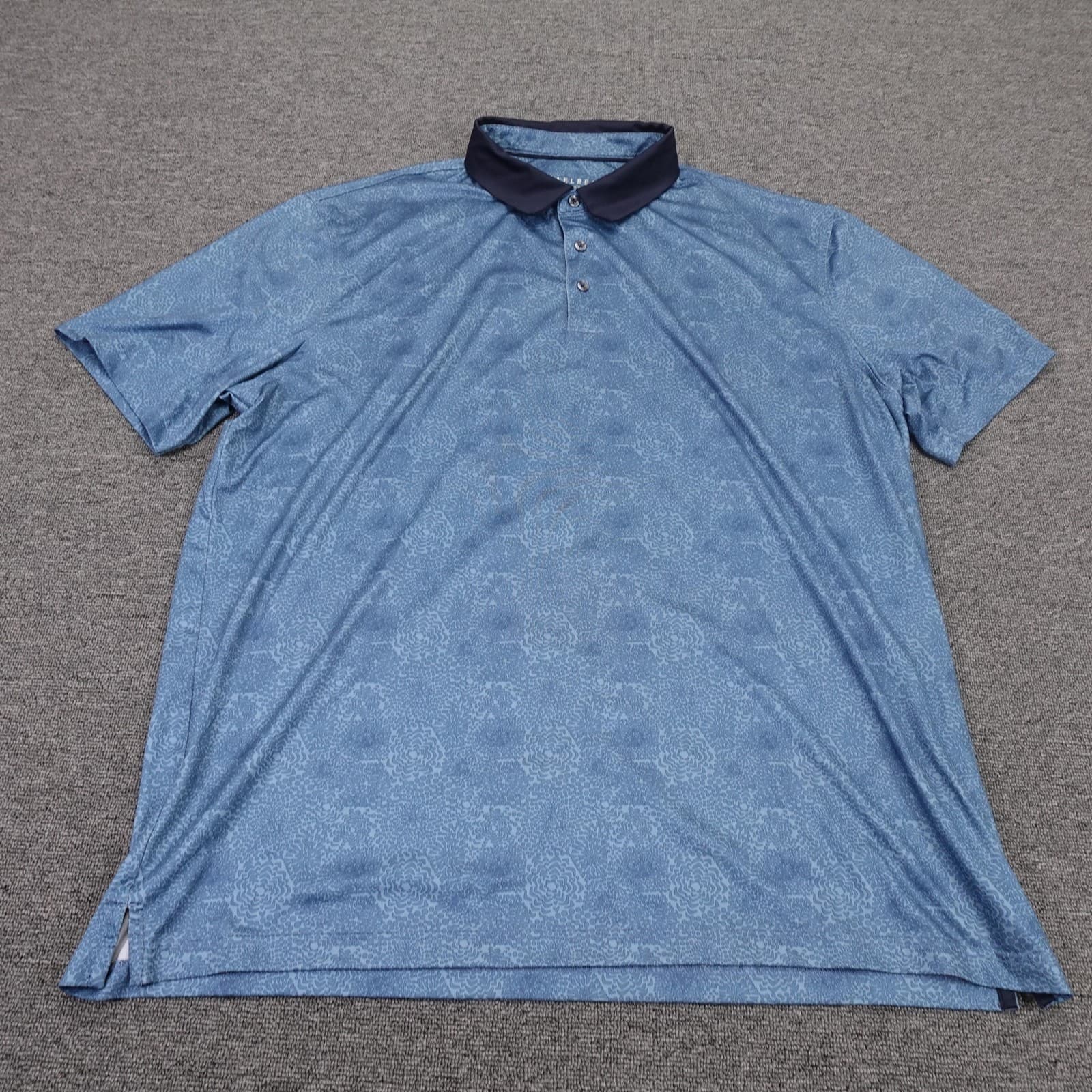 Maelreg Polo Shirt Mens 2XL Blue Floral Golf Performance Stretch Short Sleeve