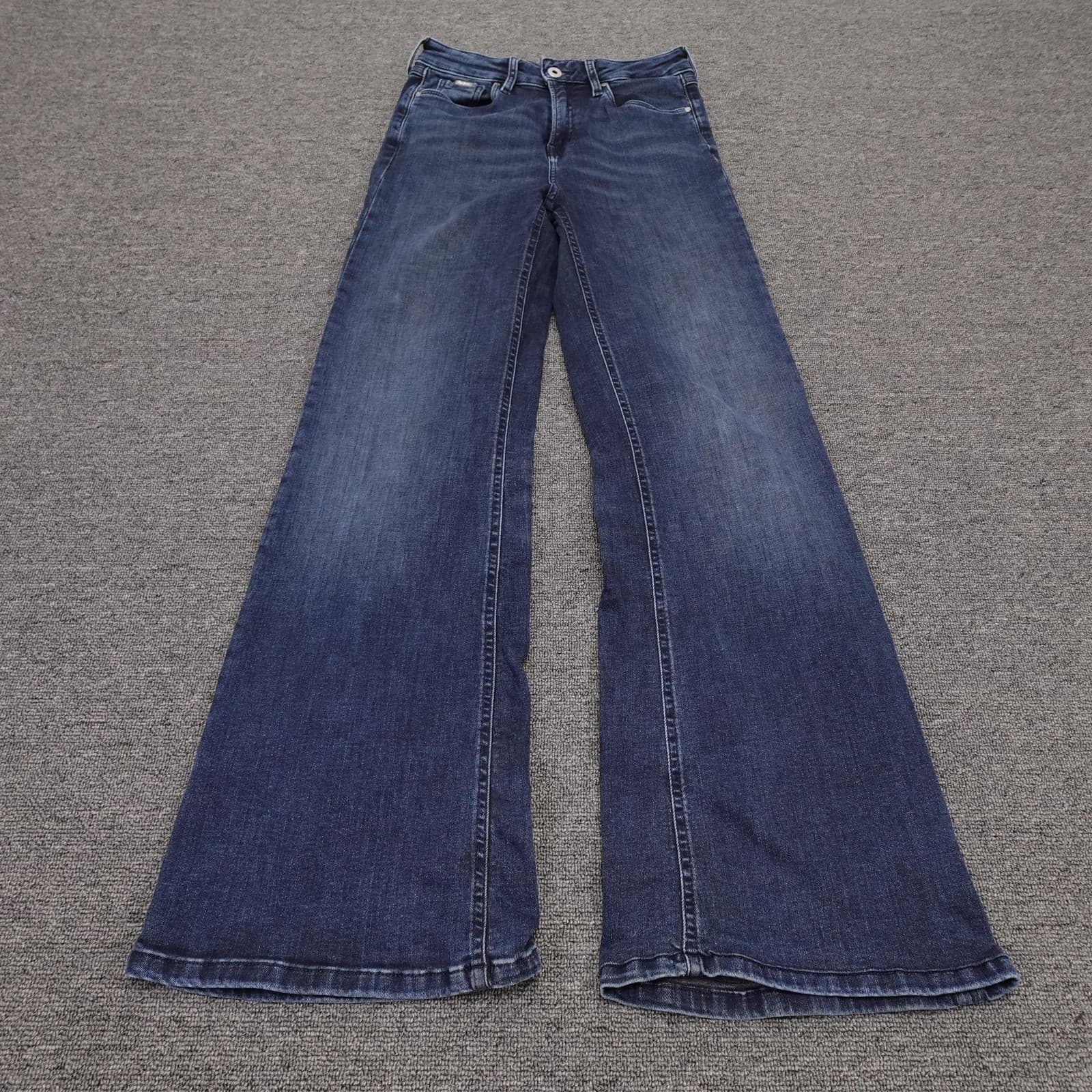 Pepe Jeans Willa Flare Jeans Womens 28 Blue Denim Med Wash High Rise 28x30