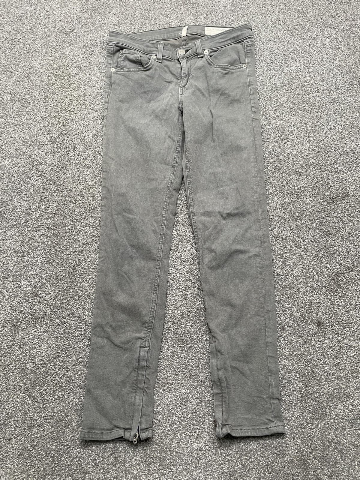 Rag & Bone Jeans Womens 26 Gray Sage The Jean Zipper Capri Distressed Slim Fit