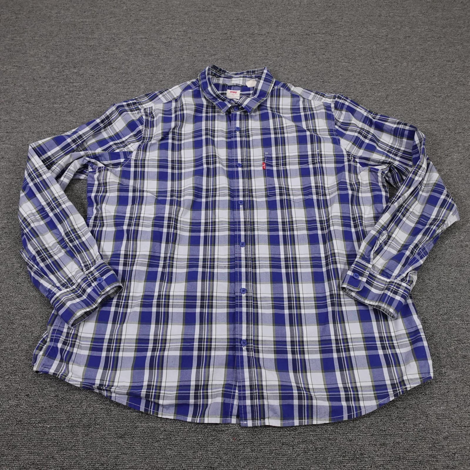 Levis Shirt Mens 2XL Blue Plaid Long Sleeve Button Up Casual Regular Fit