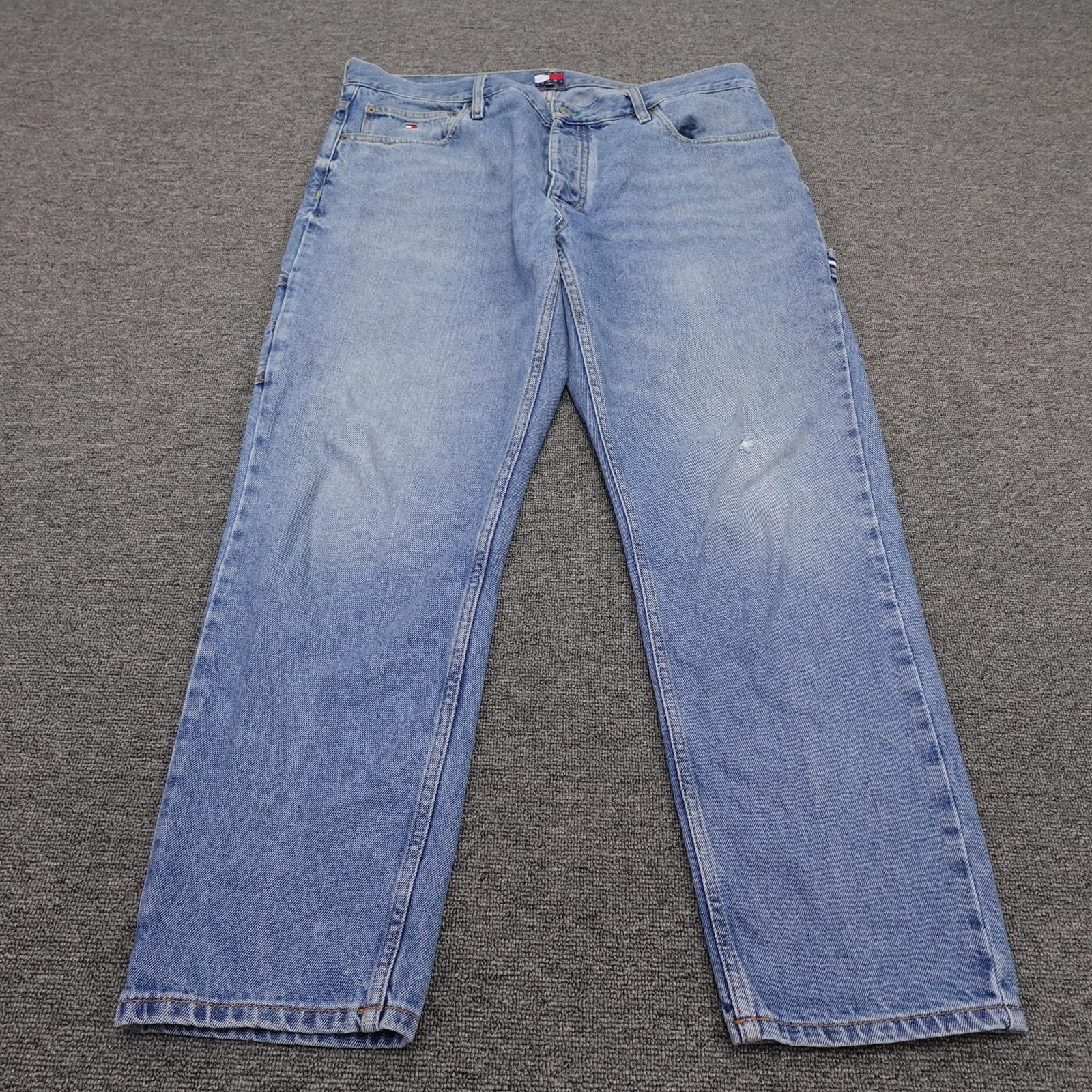 Vintage Tommy Jeans Carpenter Jeans Mens 36x28 Blue Light Relaxed Straight Denim
