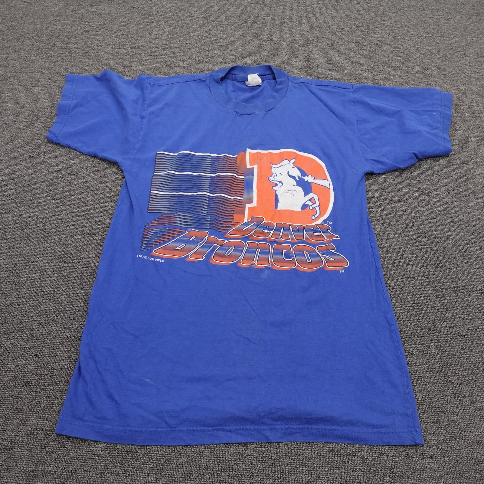 Vintage Denver Broncos Shirt Mens Large Blue NFL Football Competitor 90s