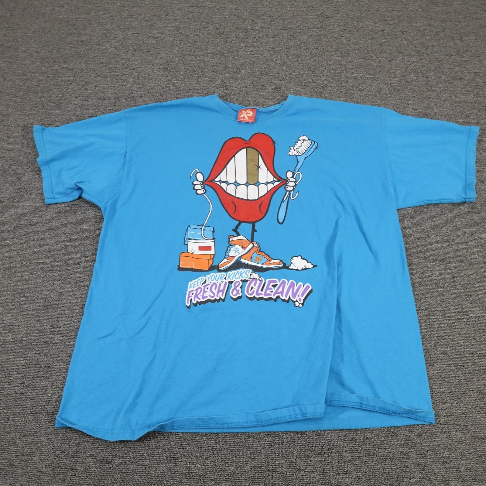 Vintage Exact-Science Shirt Mens 2XL Blue Keep Your Kicks Graphic Tee 90s