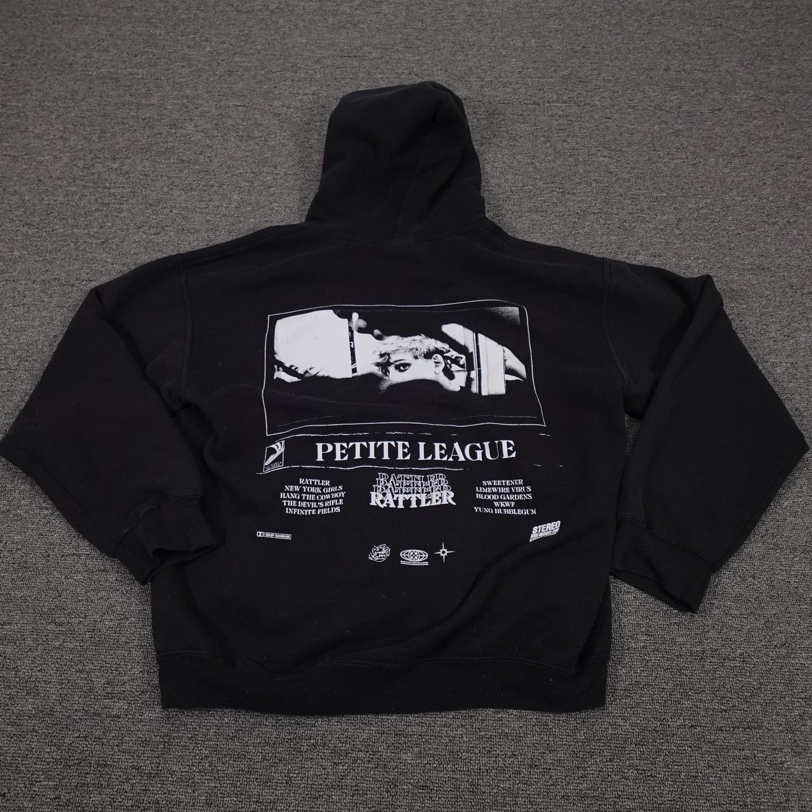Petite League Hoodie Medium Black Pullover Rattler Graphic Indie Rock Band
