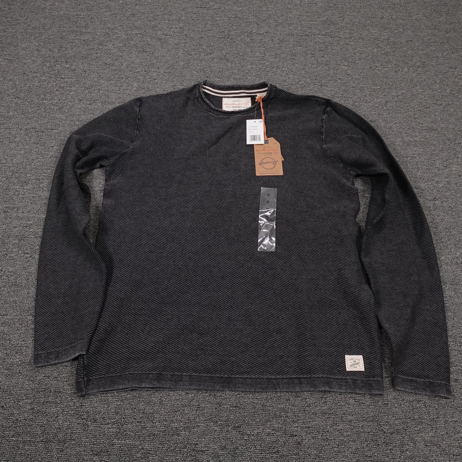 Weatherproof Vintage Shirt Mens Small Gray Long Sleeve Crewneck Tee All Cotton