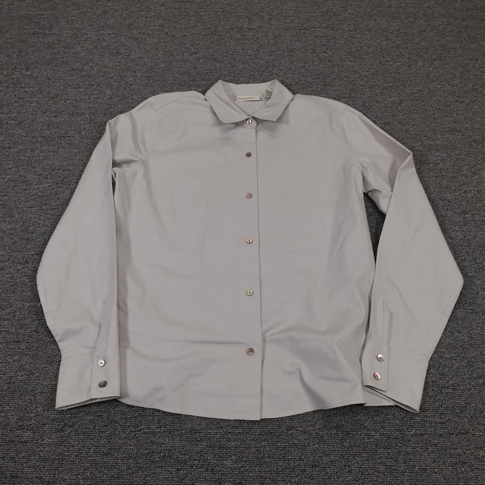 Banana Republic Shirt Womens Medium Gray Stretch Button Up Long Sleeve Work Top