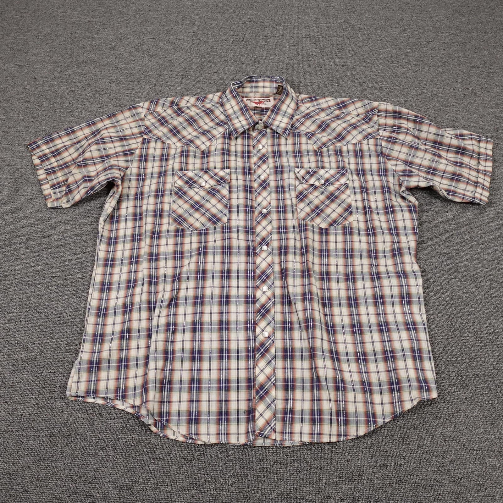 Vintage Youngbloods Shirt Mens XL Multicolor Plaid Western Snap Short Sleeve