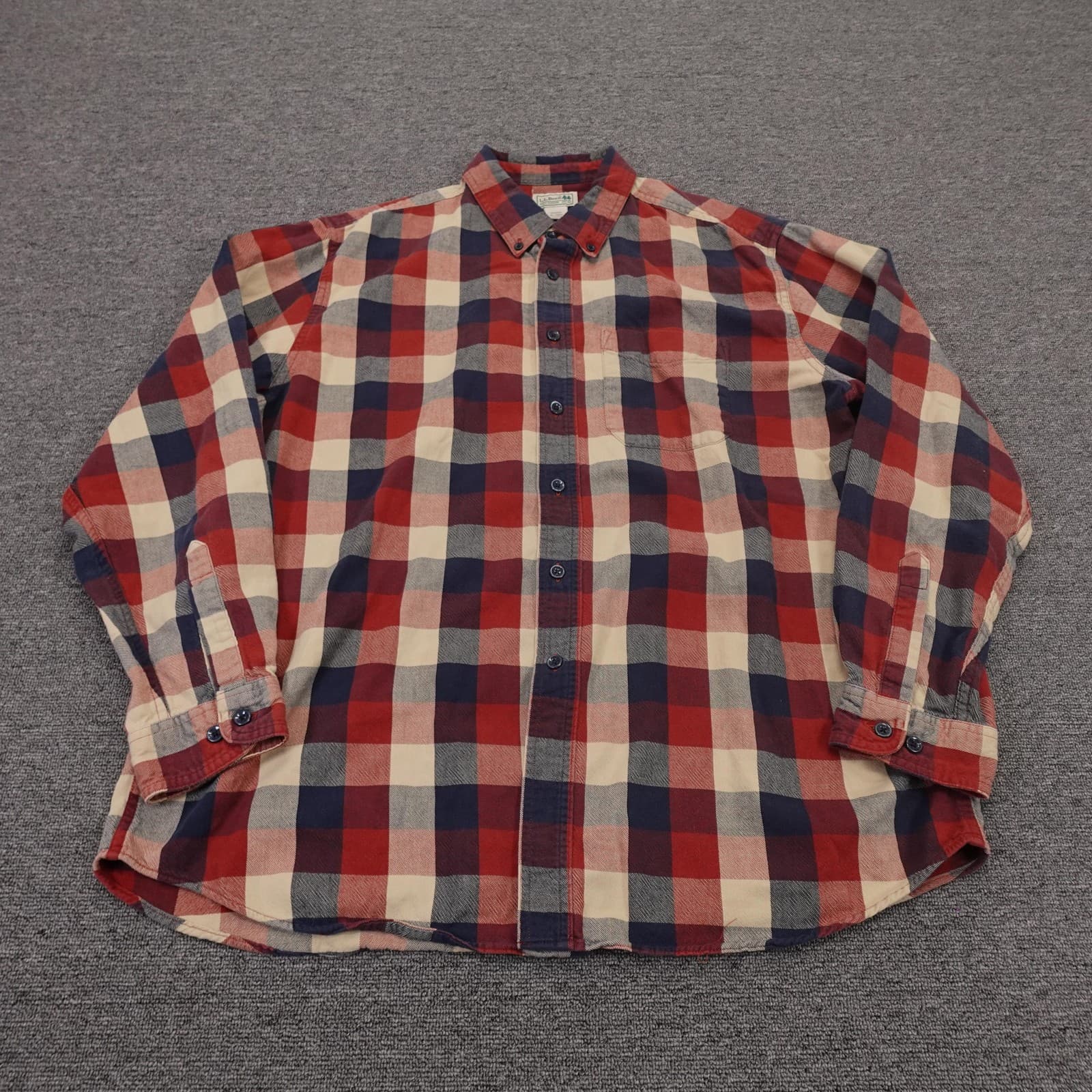 L.L.Bean Shirt Mens XL Red Plaid Flannel Long Sleeve Button Up Casual Outdoor