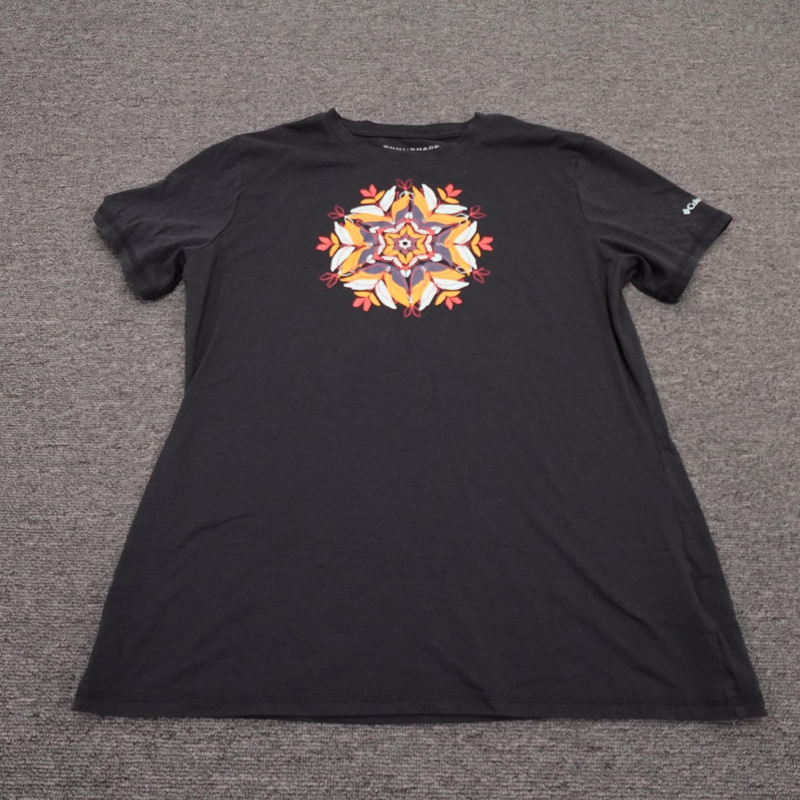 Columbia Shirt Womens Medium Black Omni-Shade Graphic Tee UPF Short Sleeve