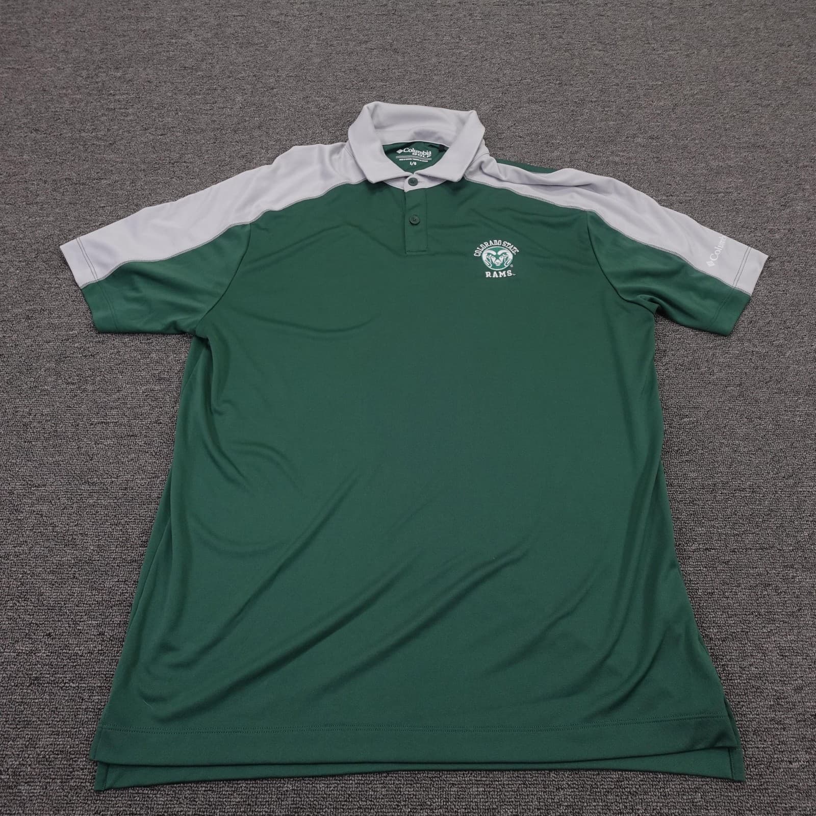 Colorado State Rams Polo Shirt Mens Large Green NCAA Golf Short Sleeve Columbia