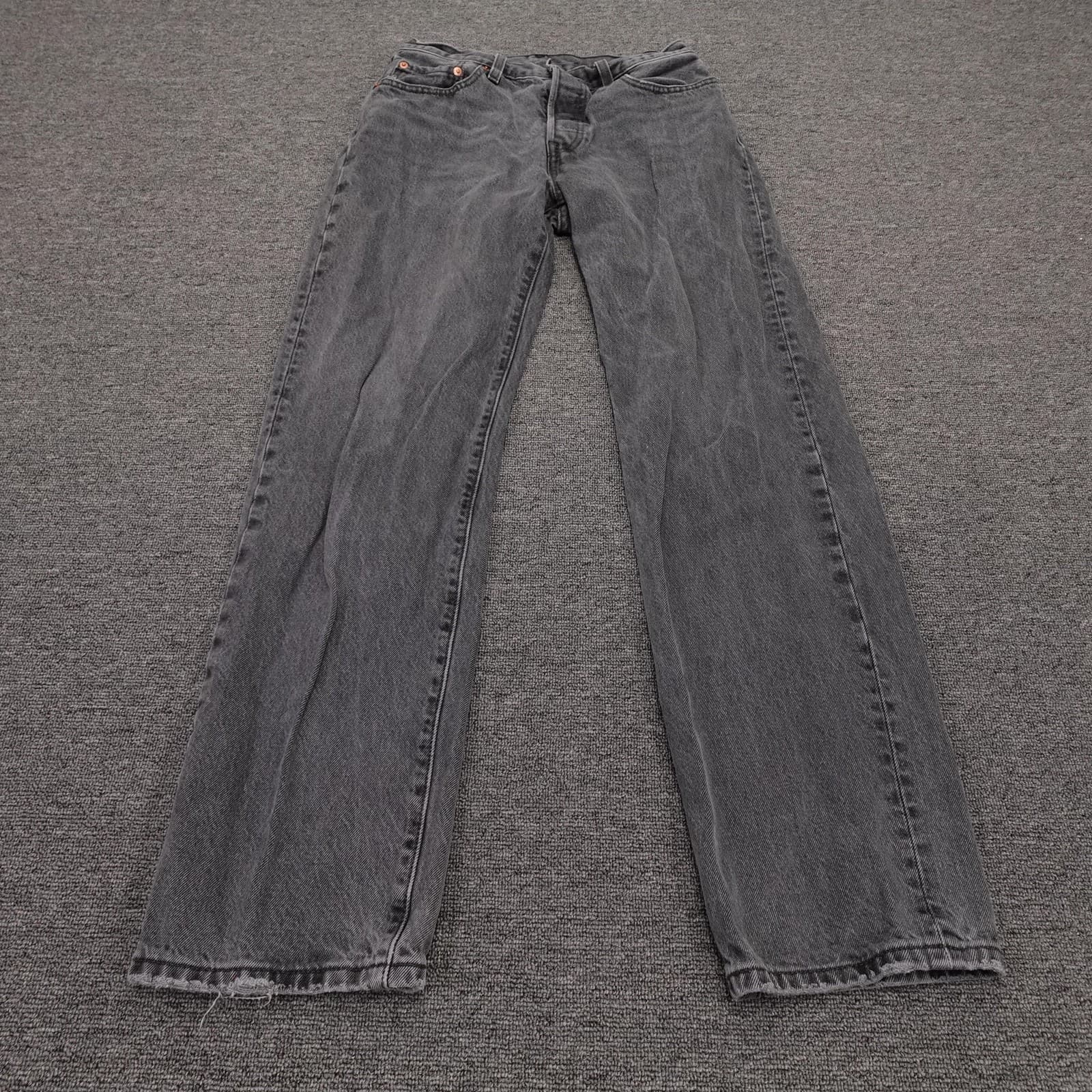 Levis 501 Jeans Womens 26 Gray High Rise Straight Button Fly 26x30 Premium Denim