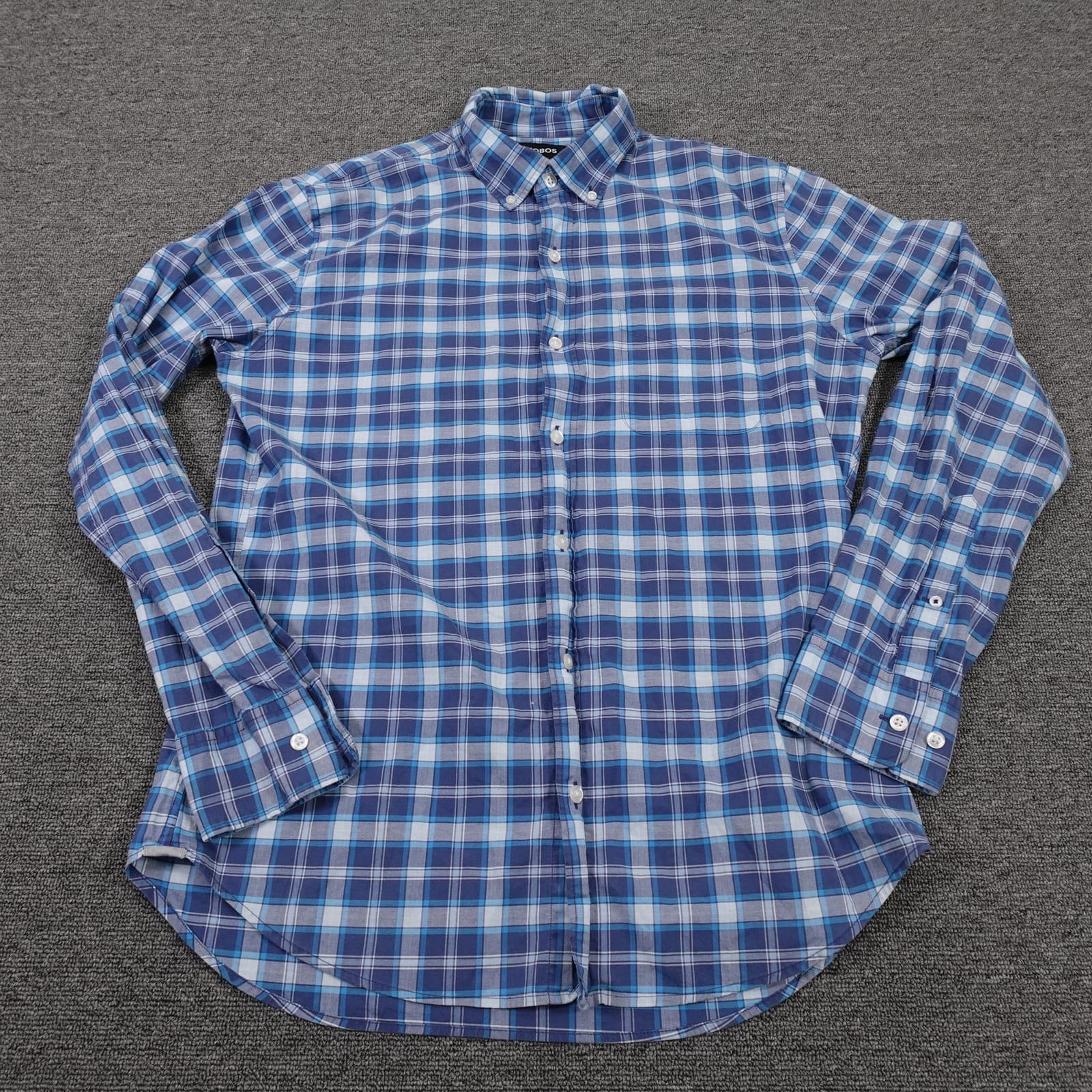 Bonobos Shirt Mens Medium Blue Plaid Long Sleeve Button Up Slim Fit Stretch
