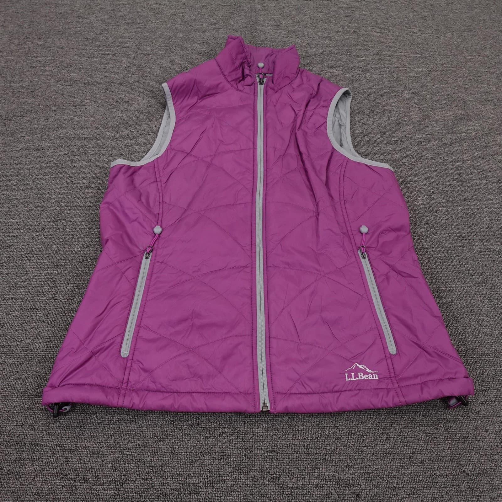 L.L.Bean Vest Womens Medium Purple Quilted Nylon Full Zip Zip Pockets Outdoor
