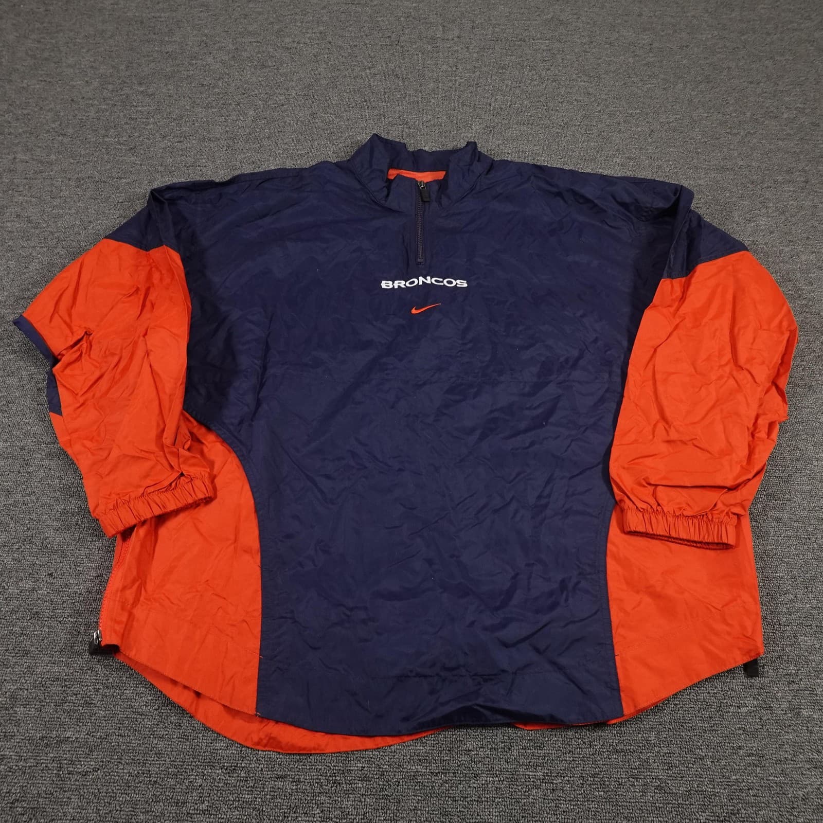 Vintage Denver Broncos Jacket Large Blue Orange NFL Football Center Swoosh 90s