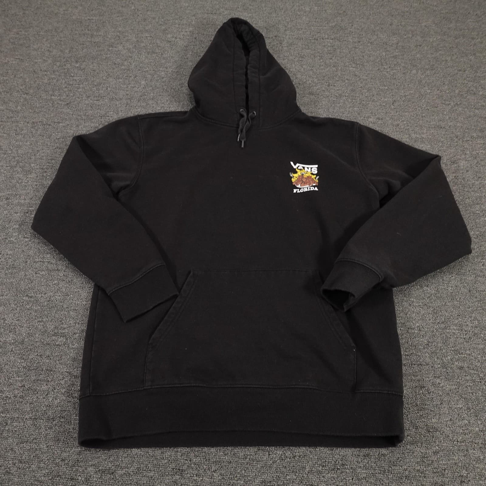 Vans Hoodie Mens Medium Black Florida Sunshine State Waffles Graphic Pullover