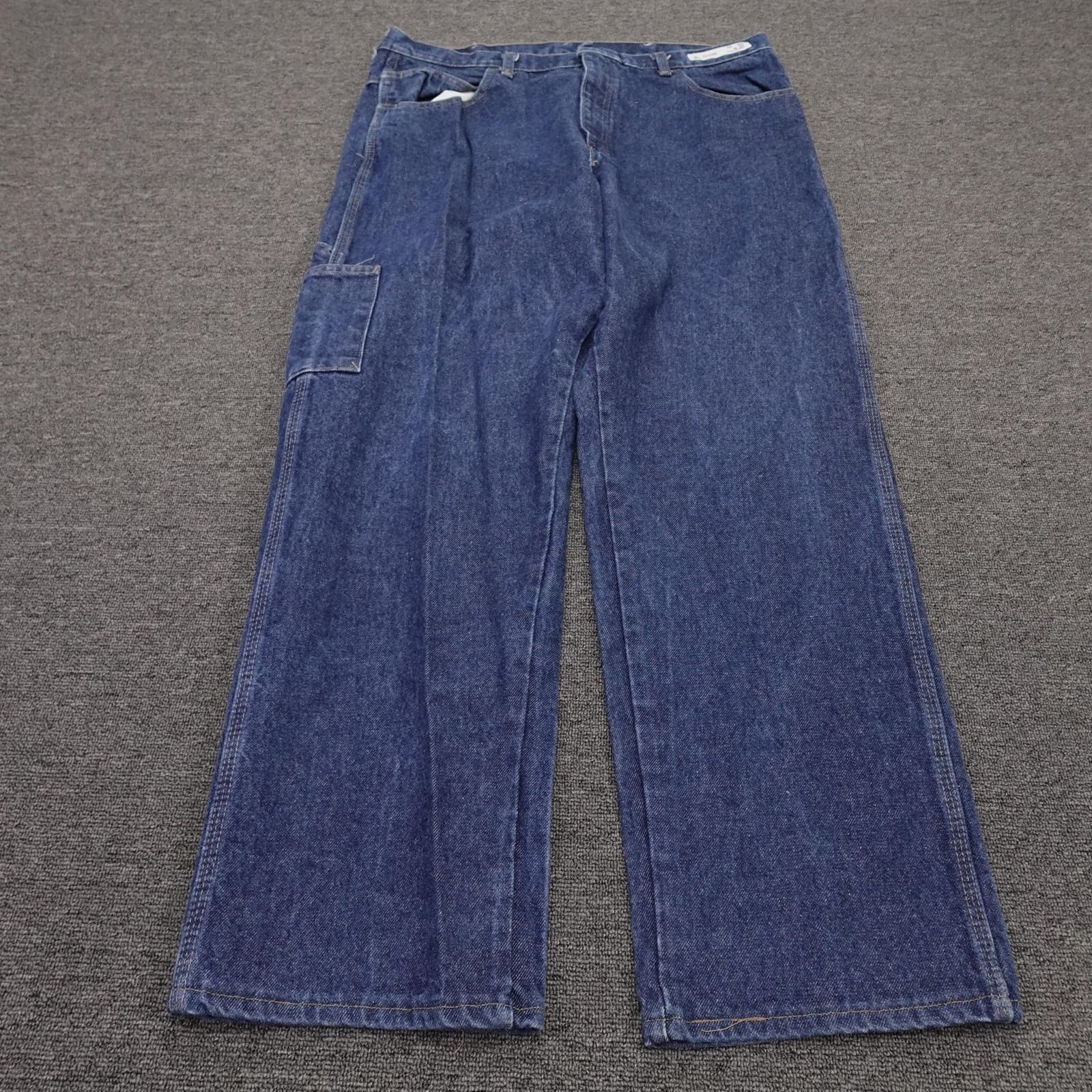 Bulwark FR Jeans Mens 38x30 Blue Relaxed Wide Leg Flame Resistant Denim Work