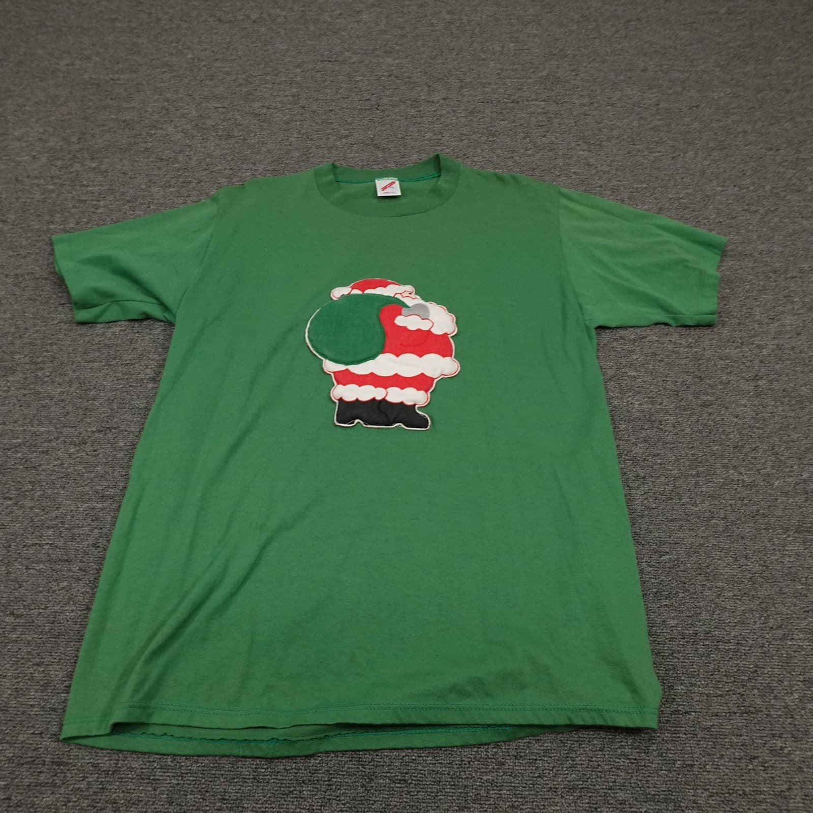 Vintage Jerzees Shirt Mens XL Green Santa Christmas Made USA Single Stitch 90s