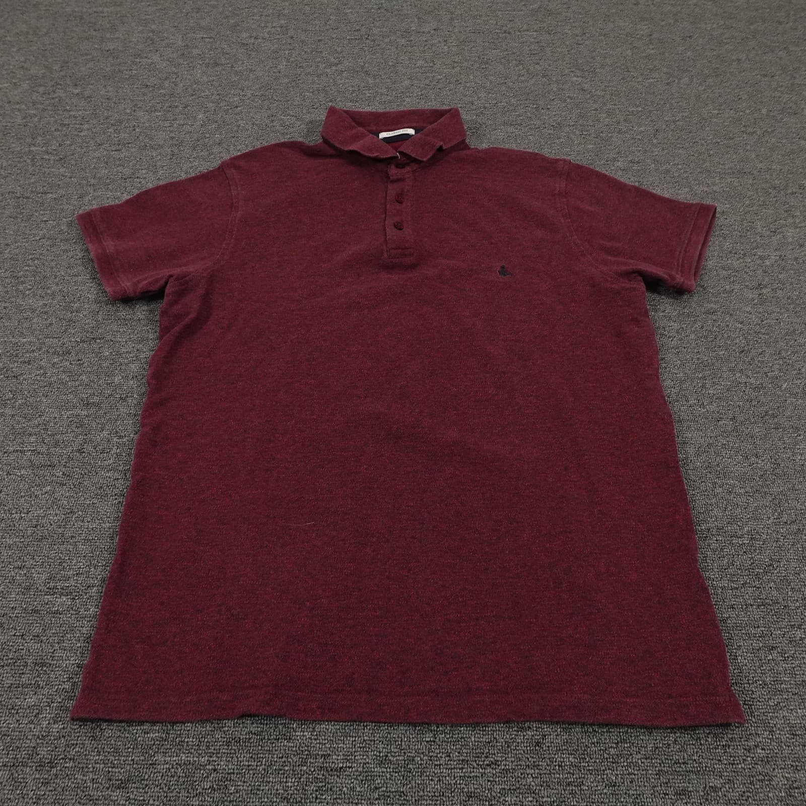 Jack Wills Polo Shirt Mens Large Burgundy Short Sleeve Preppy Cotton