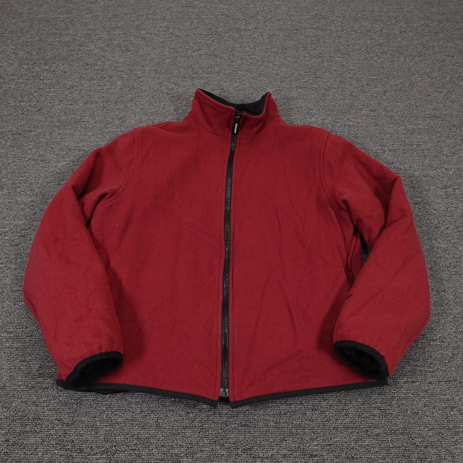 Woolrich Jacket Womens Medium Red Wool Full Zip Lined Outdoor Casual Warm
