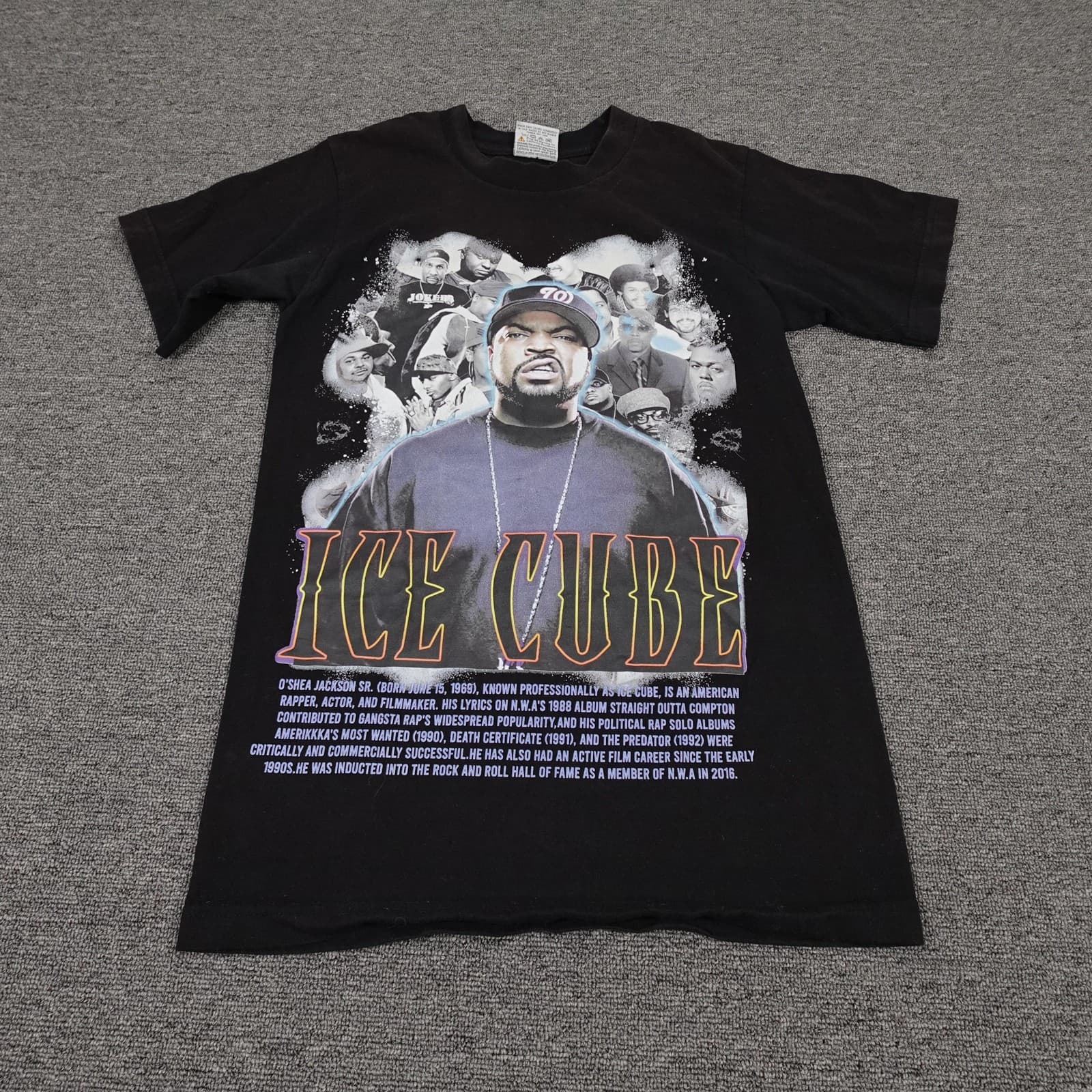 Ice Cube Graphic Tee Mens Small Black Hip Hop Rap Shirt Short Sleeve Streetwear