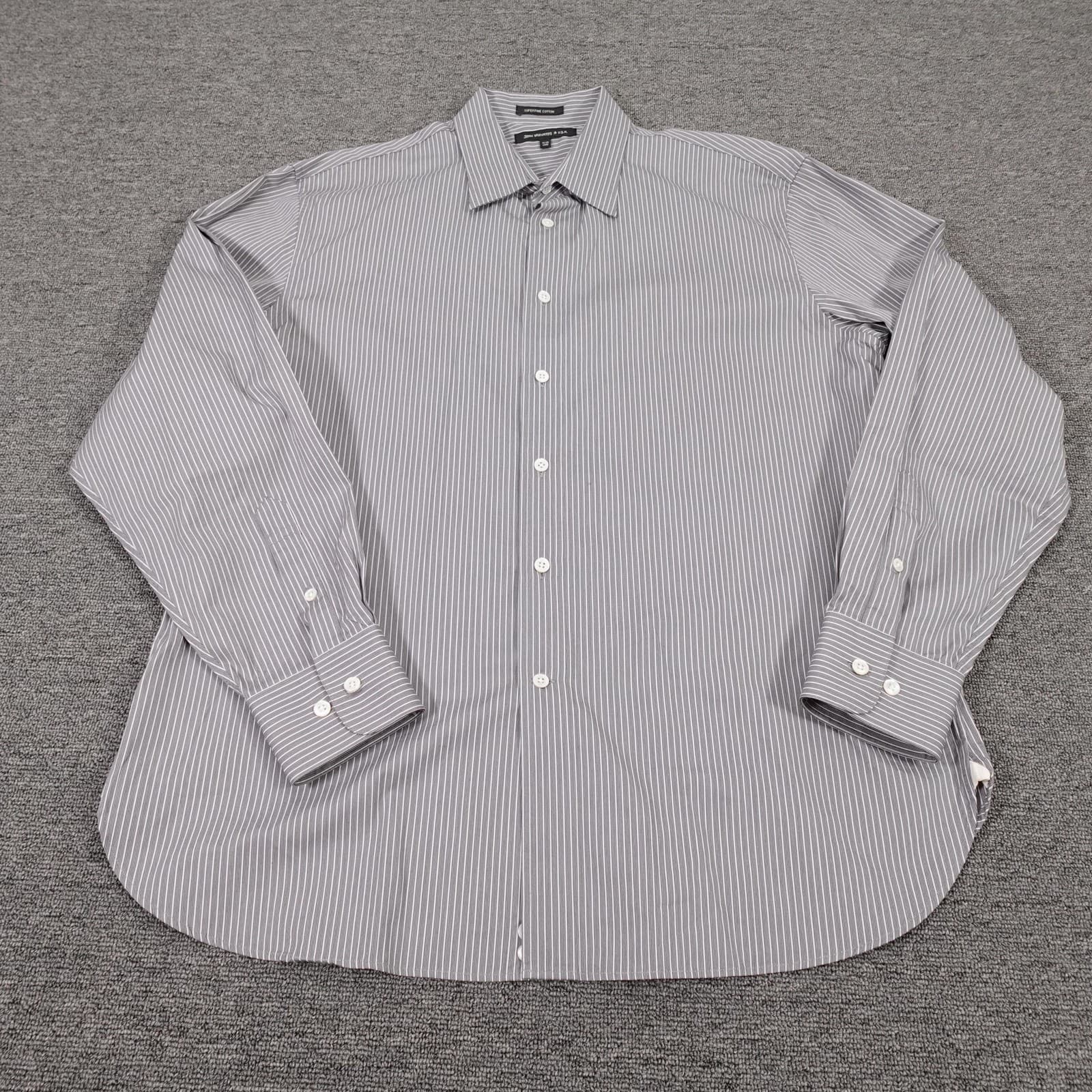 John Varvatos U.S.A. Shirt Mens 16.5 34/35 Gray Pinstripe Long Sleeve Cotton