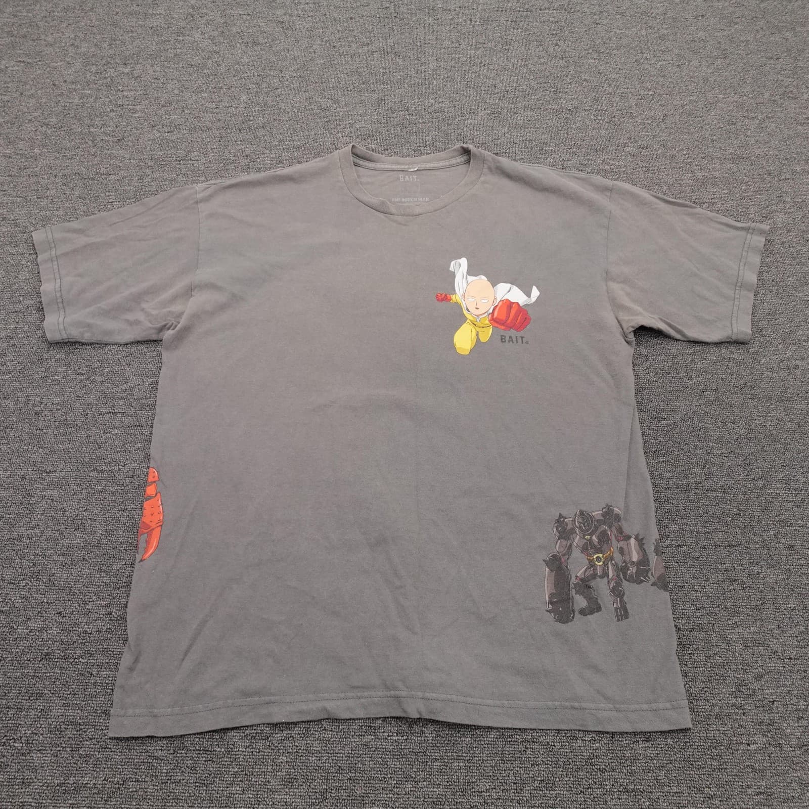 One Punch Man Shirt Mens XL Gray BAIT Saitama Villains Anime Double Sided