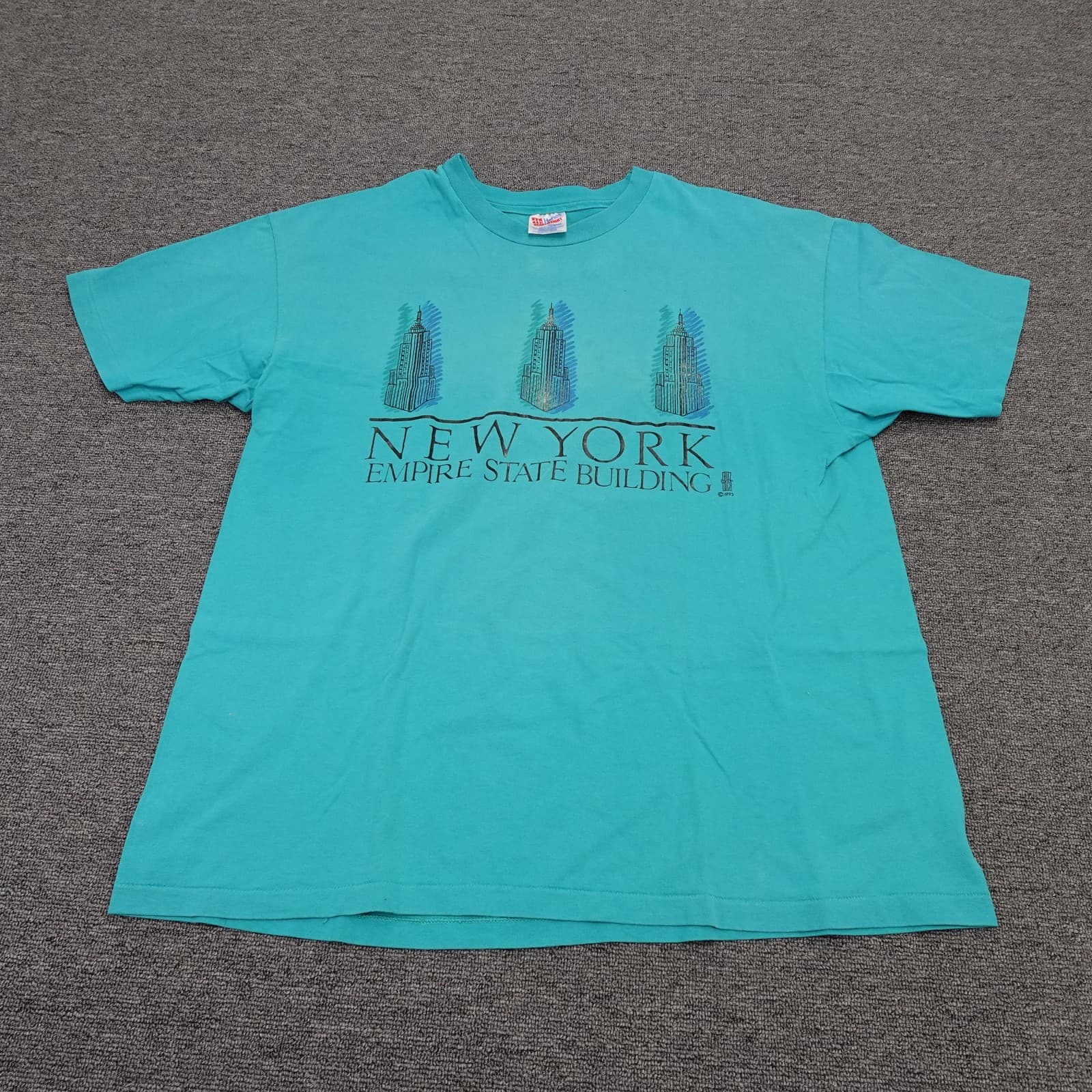 Vintage New York Empire State Building Shirt Mens XL Blue Hanes Graphic 1993 90s