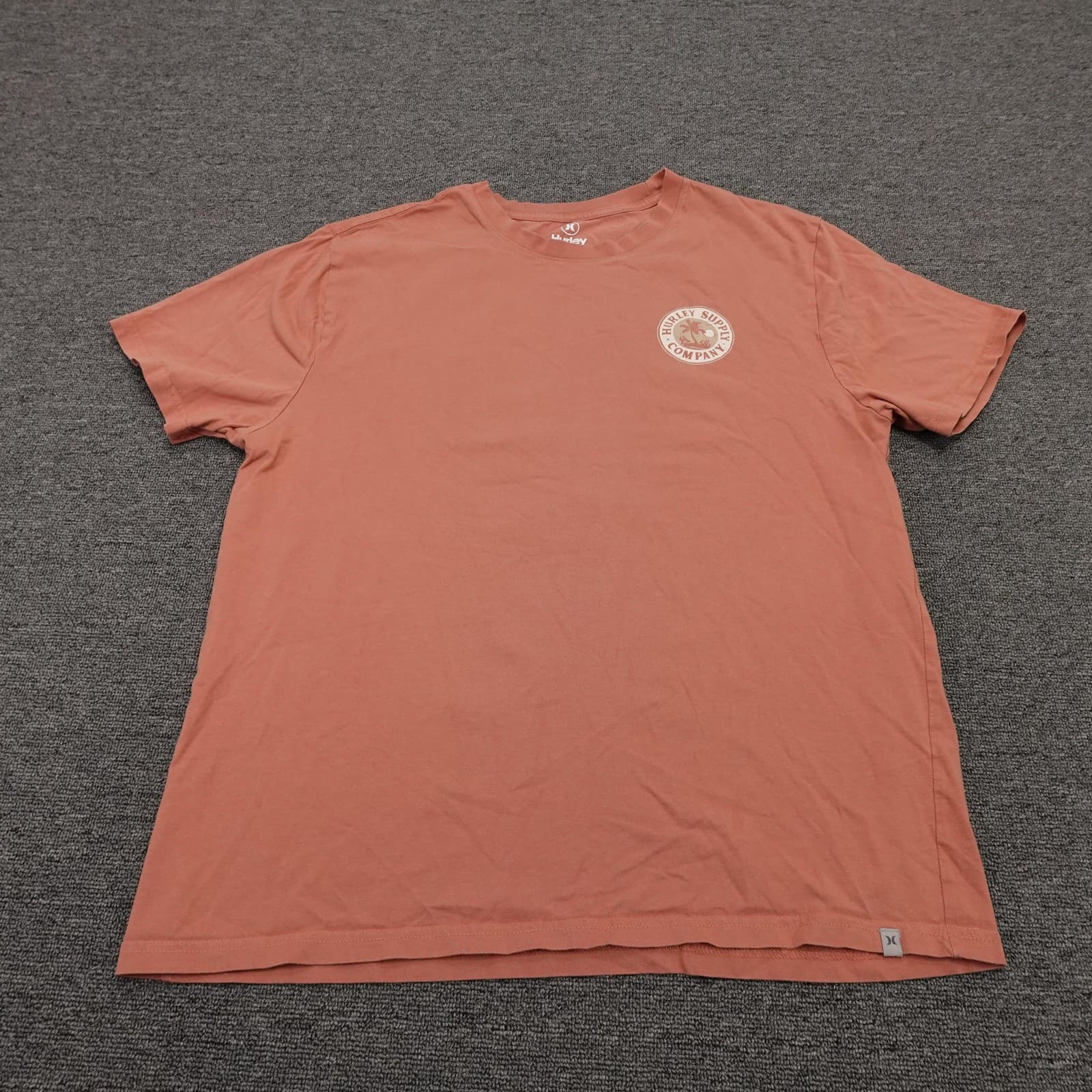 Hurley Supply Company Shirt Mens Large Orange Palm Graphic Surf Beach Tee