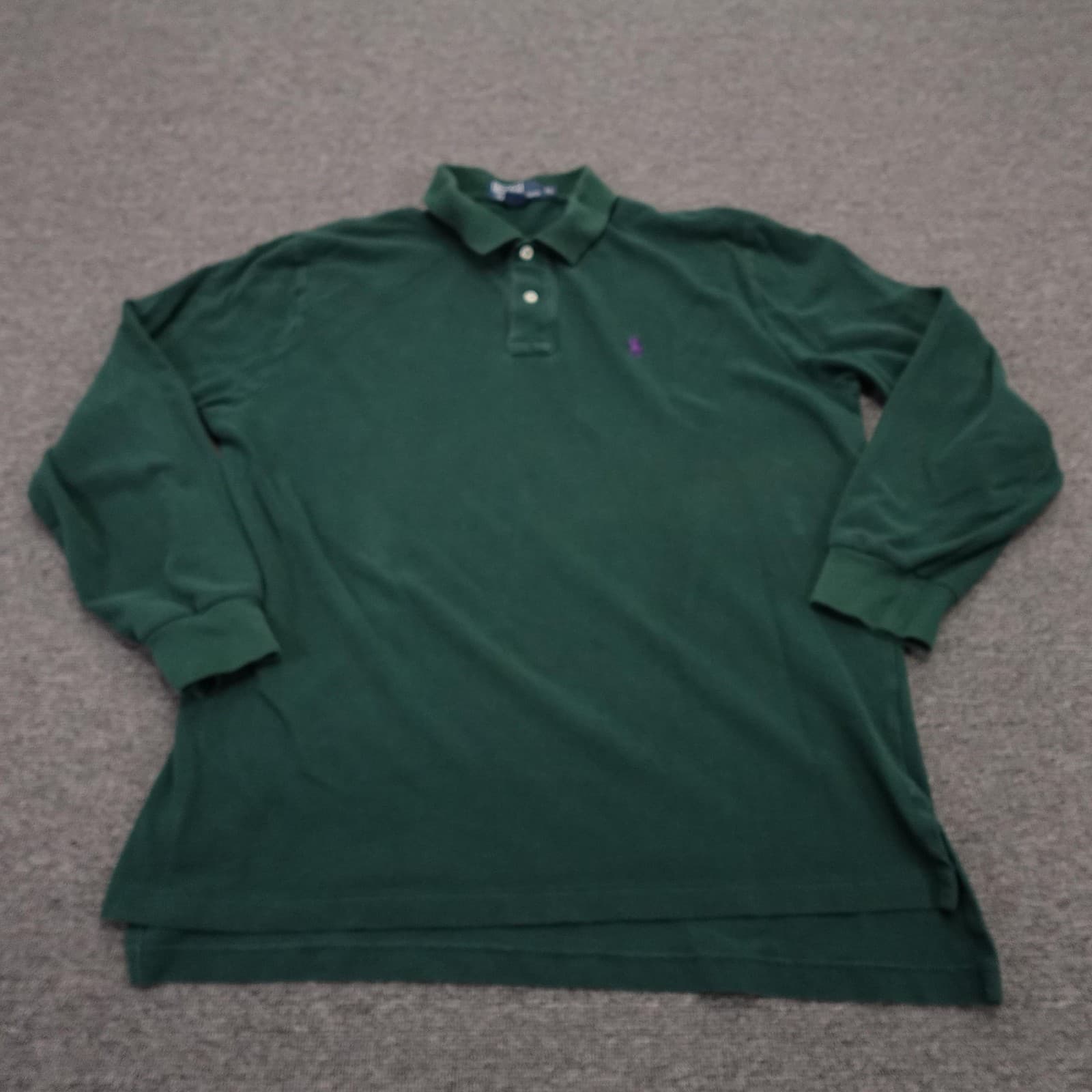 Polo By Ralph Lauren Polo Shirt Mens XL Green Cotton Long Sleeve Knit Pique