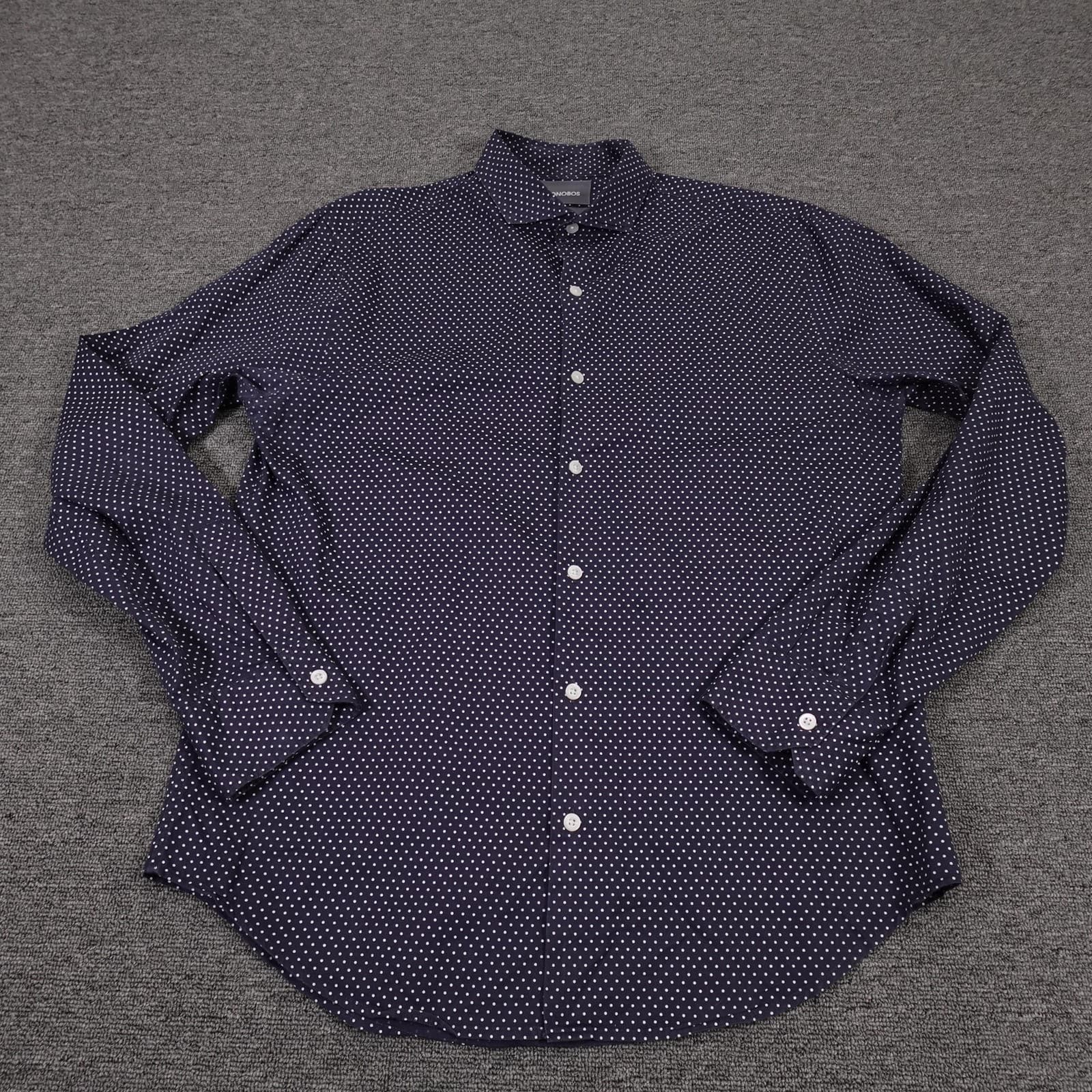 Bonobos Shirt Mens Medium Blue Polka Dot Long Sleeve Button Up Casual Cotton