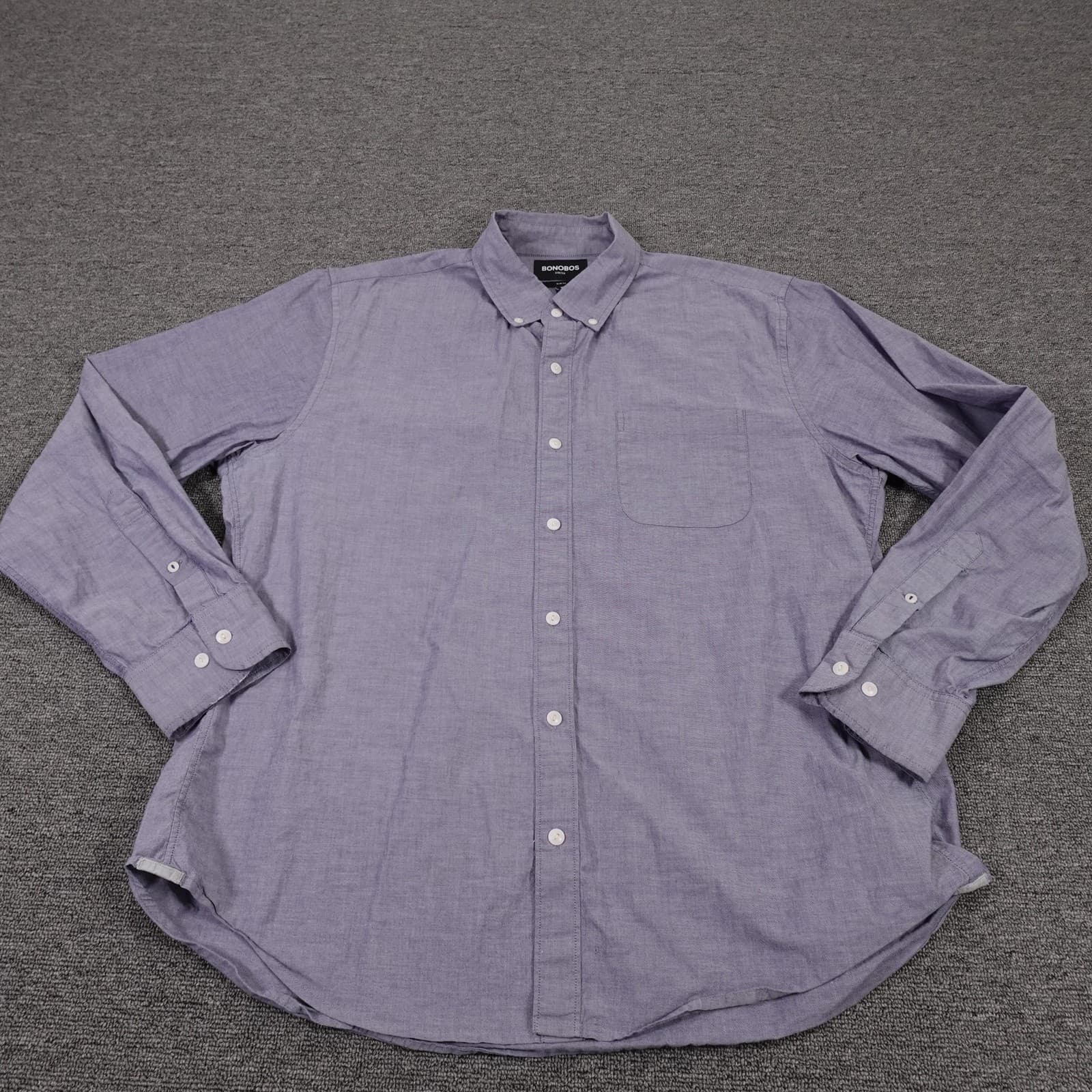 Bonobos Shirt Mens XL Purple Chambray Long Sleeve Button Down Slim Fit Stretch