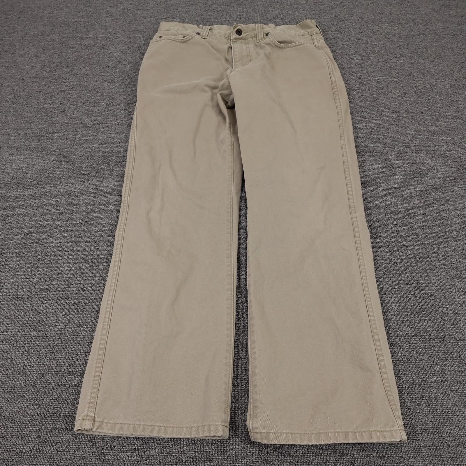 L.L. Bean Pants Mens 33x28 Beige Khaki Standard Fit 5 Pocket Cotton Casual
