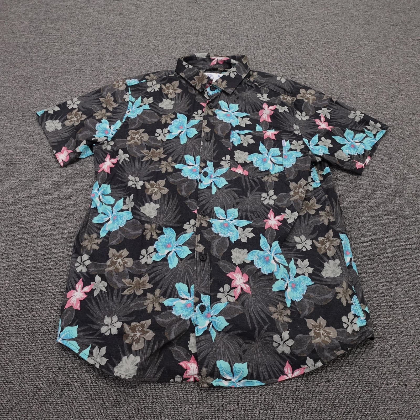 Hurley Shirt Mens Medium Floral Hawaiian Short Sleeve Button Up Stretch