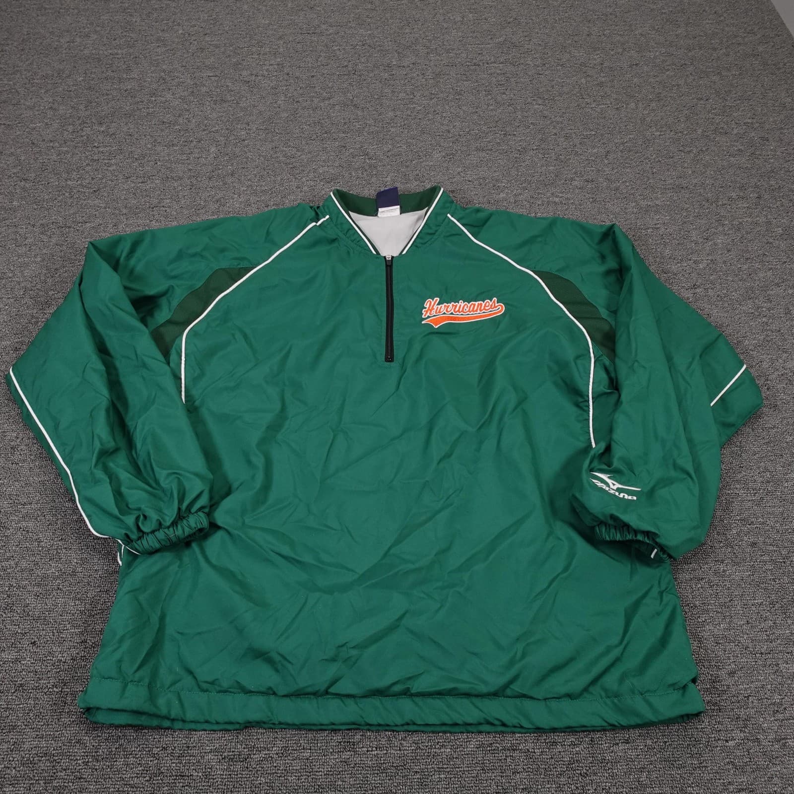 Miami Hurricanes Jacket Medium Green Baseball Mizuno Quarter Zip Pullover