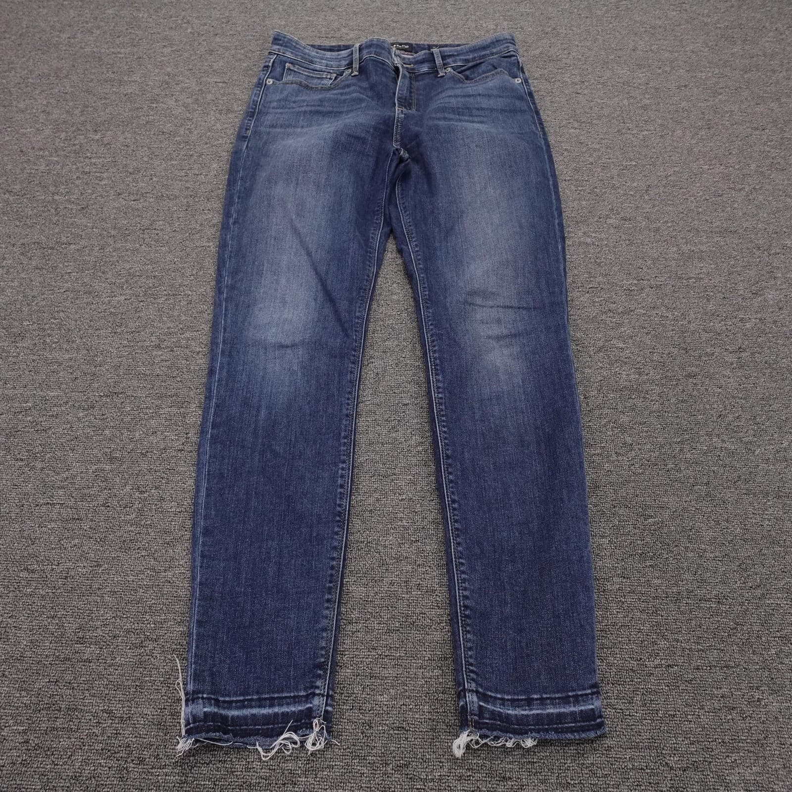 Lucky Brand Jeans Womens 10 32x30 Blue Ava Mid Rise Skinny Raw Hem Stretch Denim