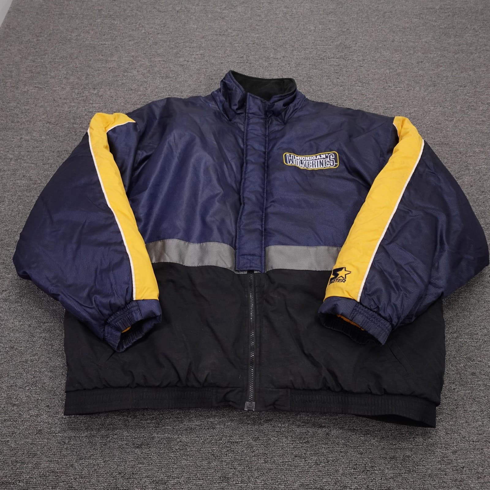 Vintage Michigan Wolverines Jacket XL Blue NCAA Football Starter 90s Full Zip
